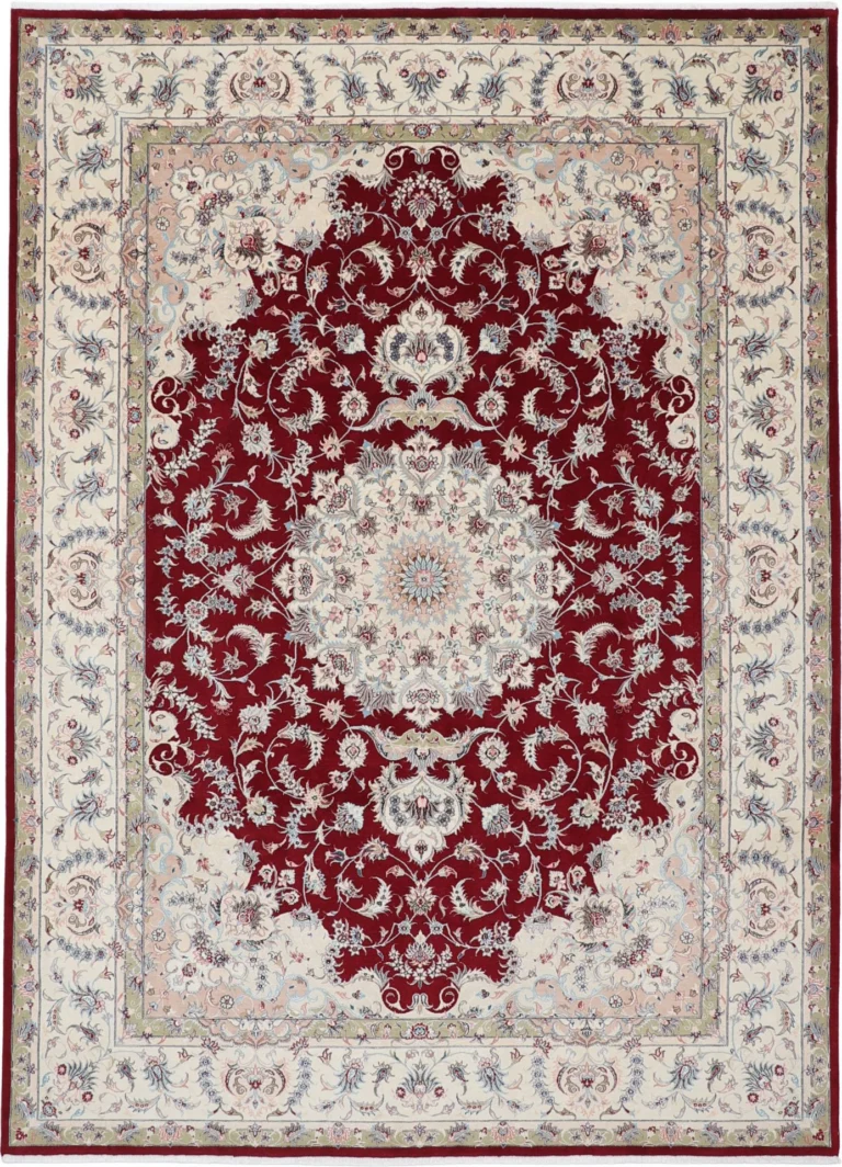 Hand-Knotted Wool & Silk Tabriz Persian Rug, 248 × 343 cm