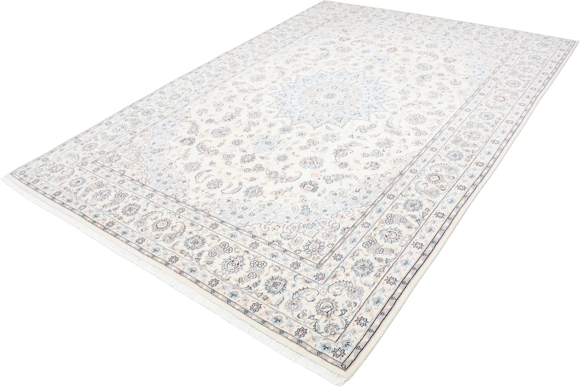 Hand-Knotted Wool & Silk Nain Persian Rug, 247 × 350 cm