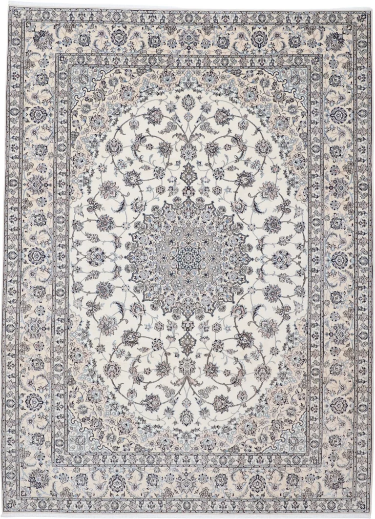 Hand-Knotted Wool & Silk Nain Persian Rug, 258 × 350 cm