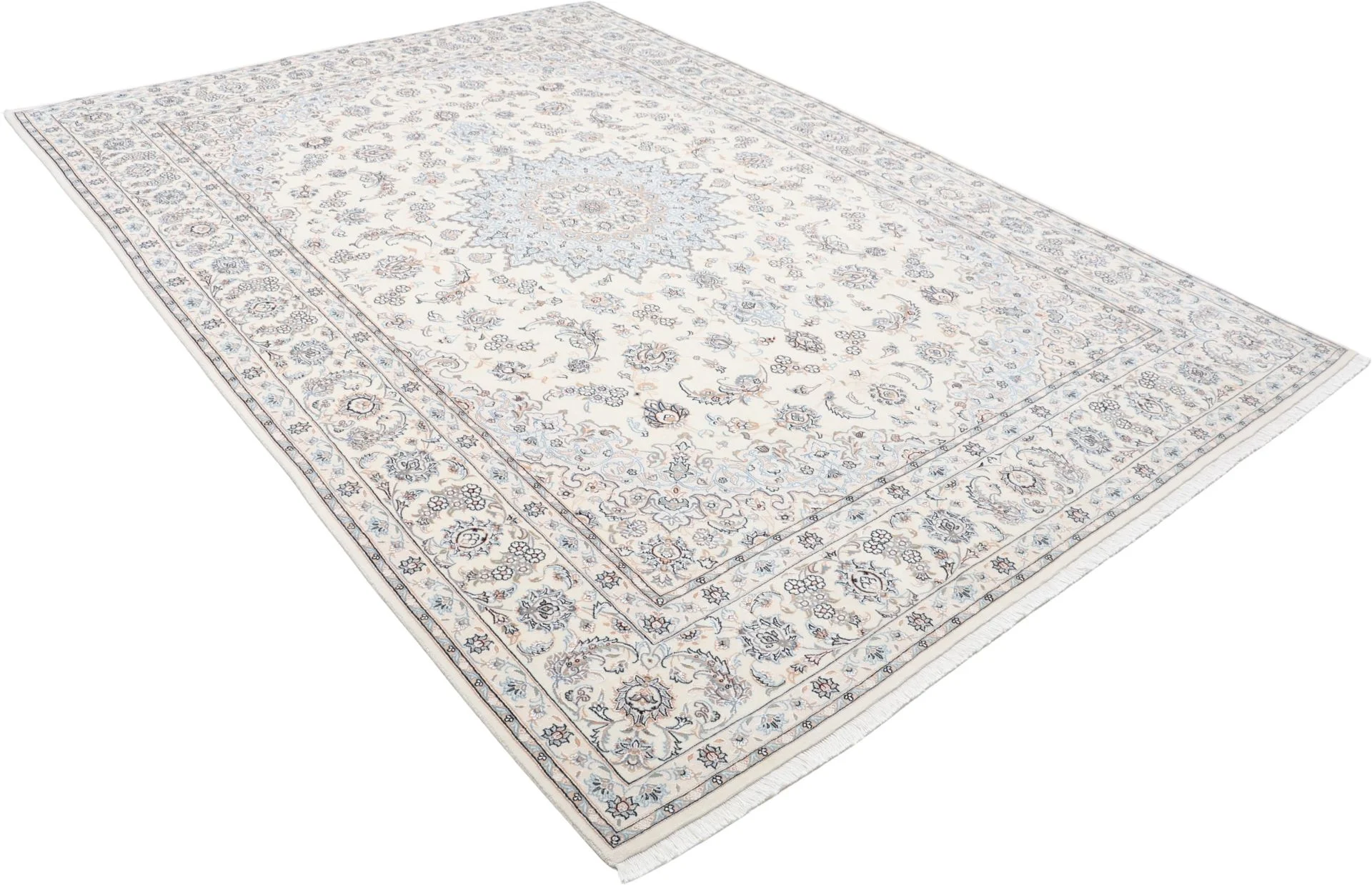 Hand-Knotted Wool & Silk Nain Persian Rug, 247 × 350 cm