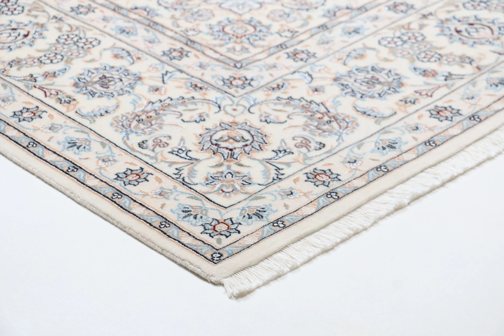Hand-Knotted Wool & Silk Nain Persian Rug, 247 × 350 cm