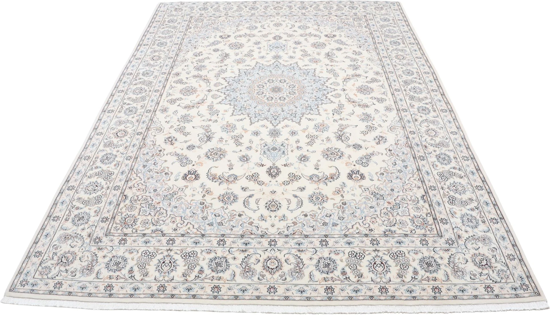 Hand-Knotted Wool & Silk Nain Persian Rug, 247 × 350 cm