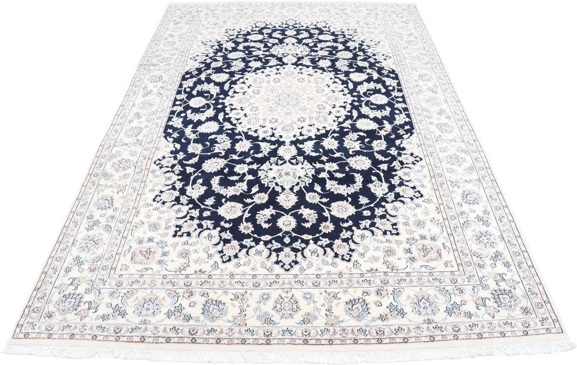 Hand-Knotted Wool & Silk Nain Persian Rug, 200 × 310 cm