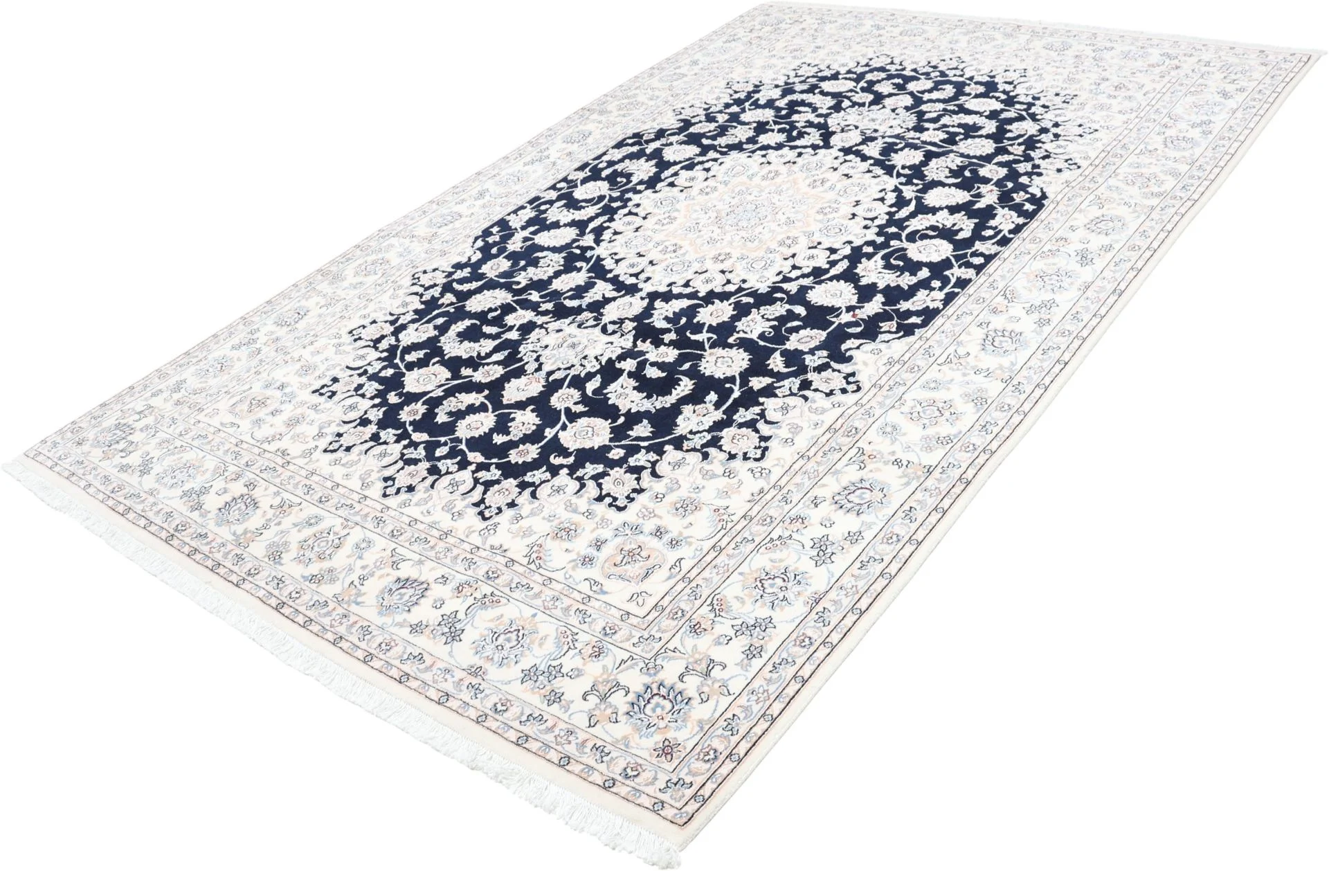 Hand-Knotted Wool & Silk Nain Persian Rug, 200 × 310 cm