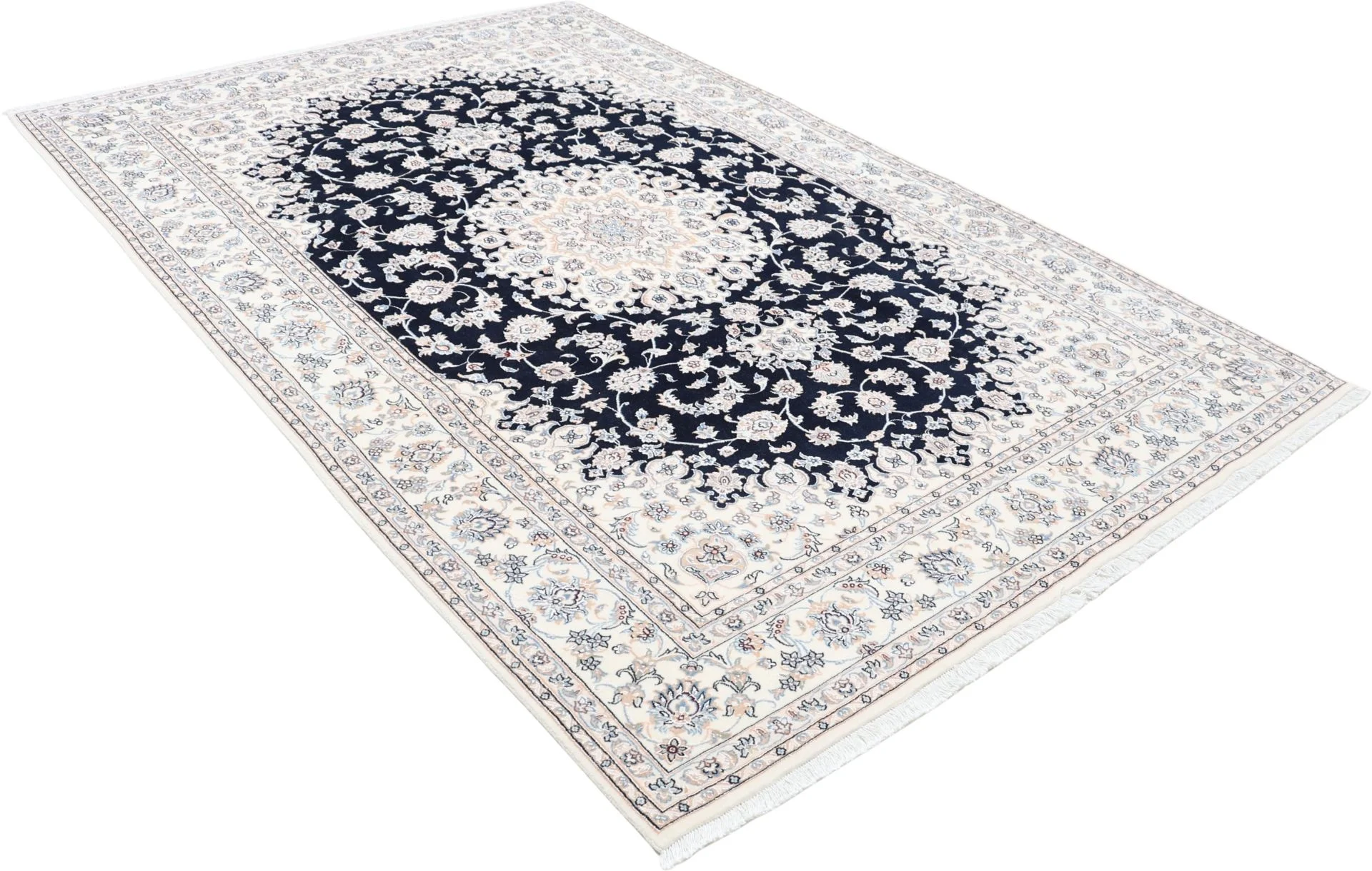 Hand-Knotted Wool & Silk Nain Persian Rug, 200 × 310 cm