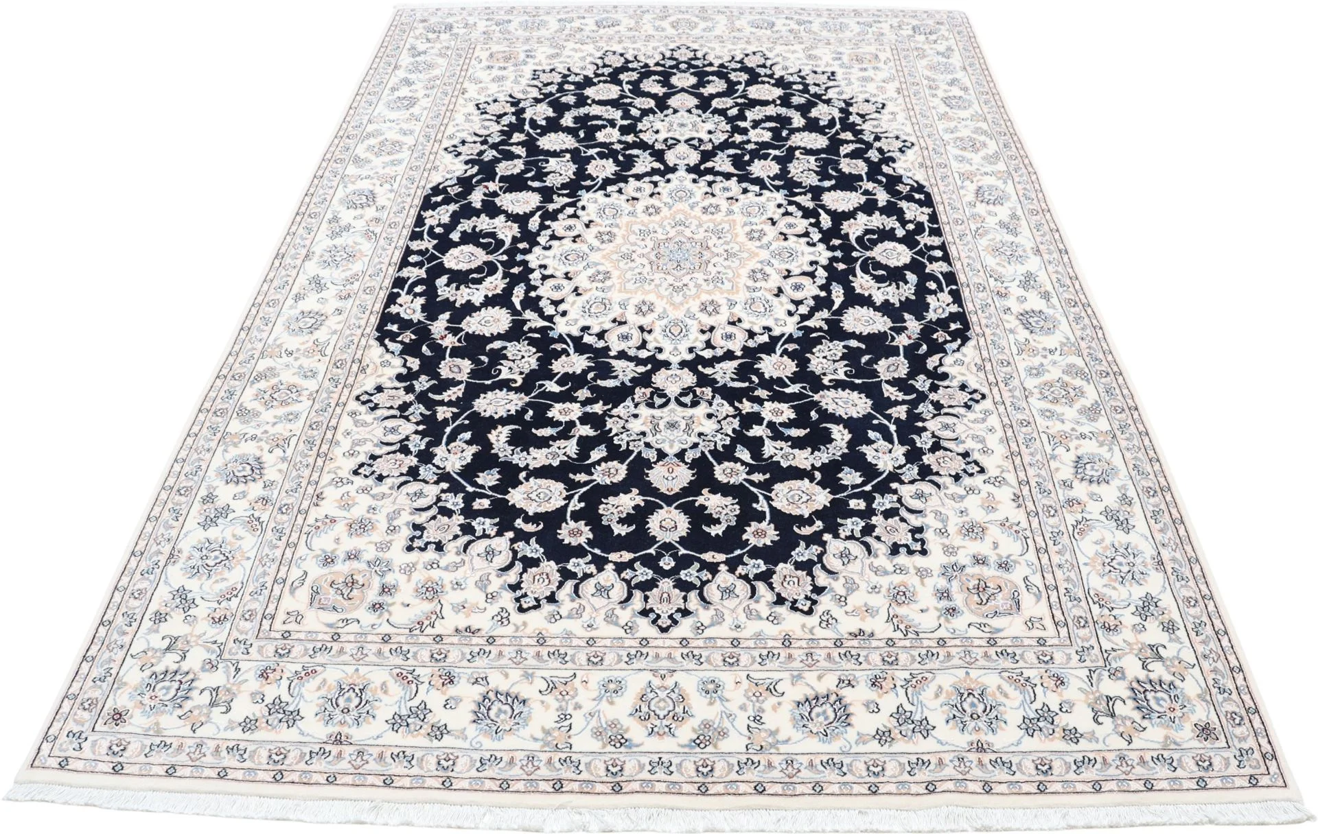 Hand-Knotted Wool & Silk Nain Persian Rug, 200 × 310 cm
