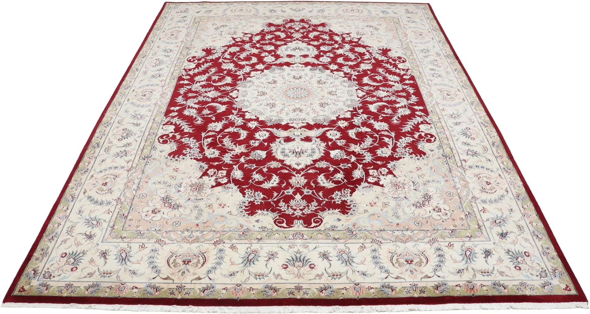Hand-Knotted Wool & Silk Tabriz Persian Rug, 250 × 345 cm