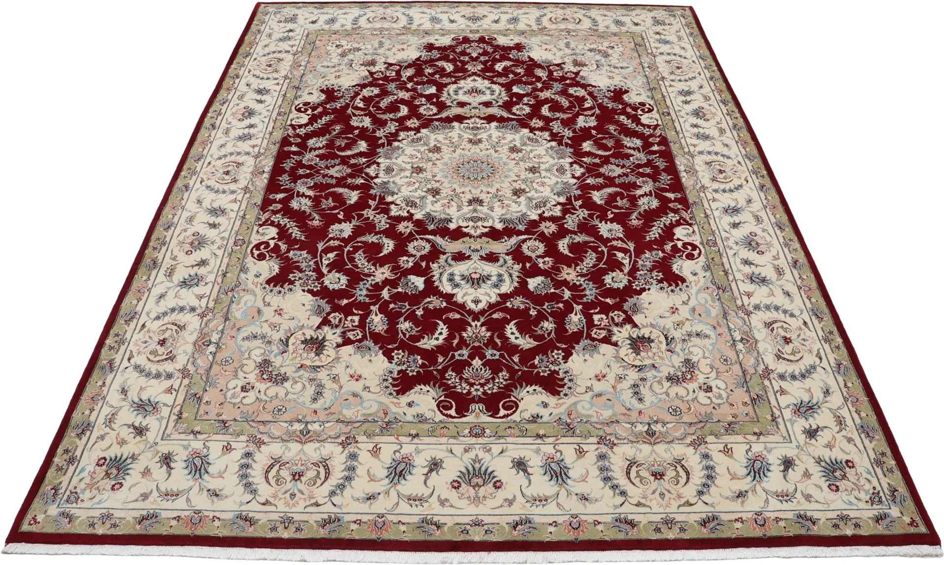 Hand-Knotted Wool & Silk Tabriz Persian Rug, 250 × 345 cm