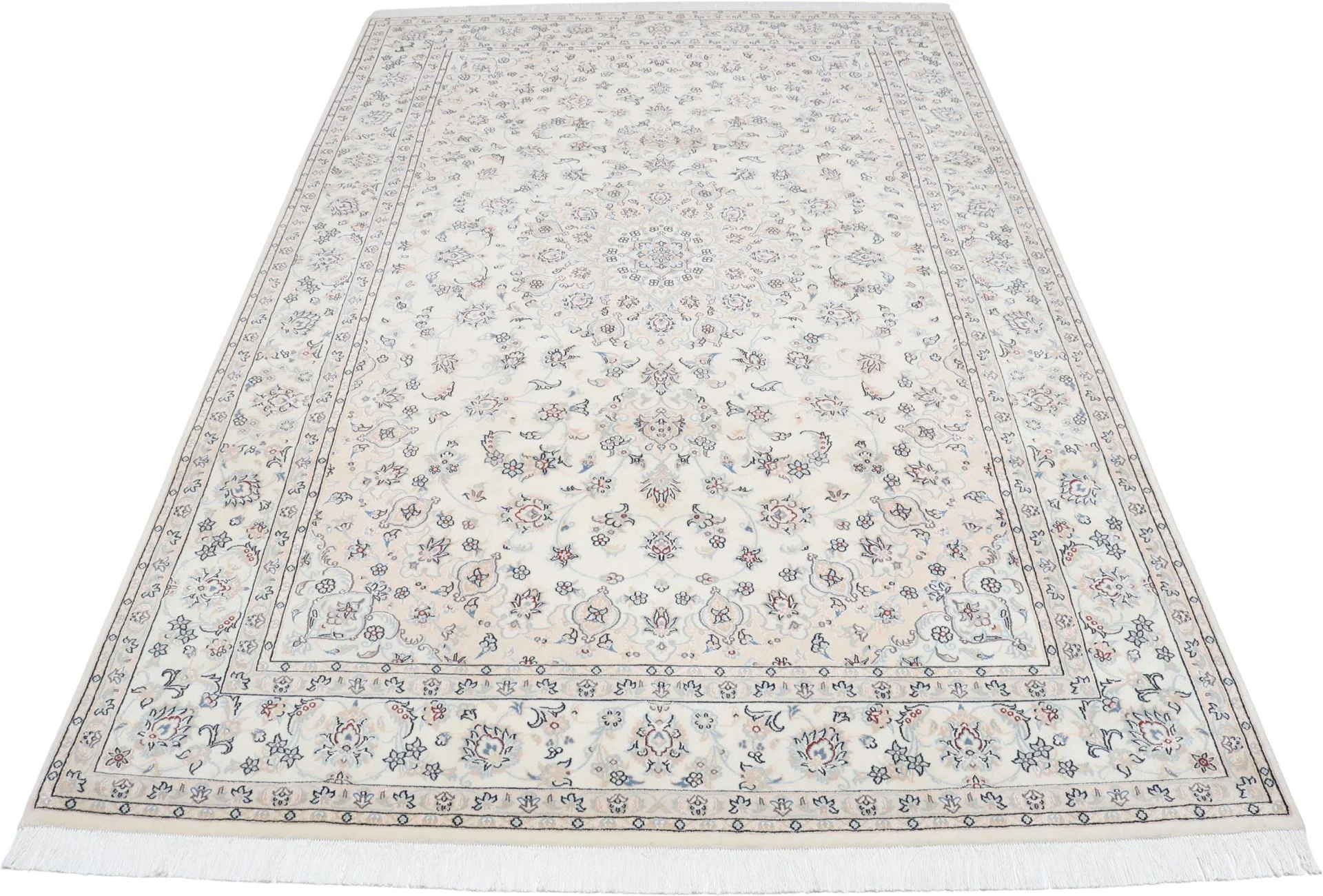 Hand-Knotted Wool & Silk Nain Persian Rug, 197 × 306 cm