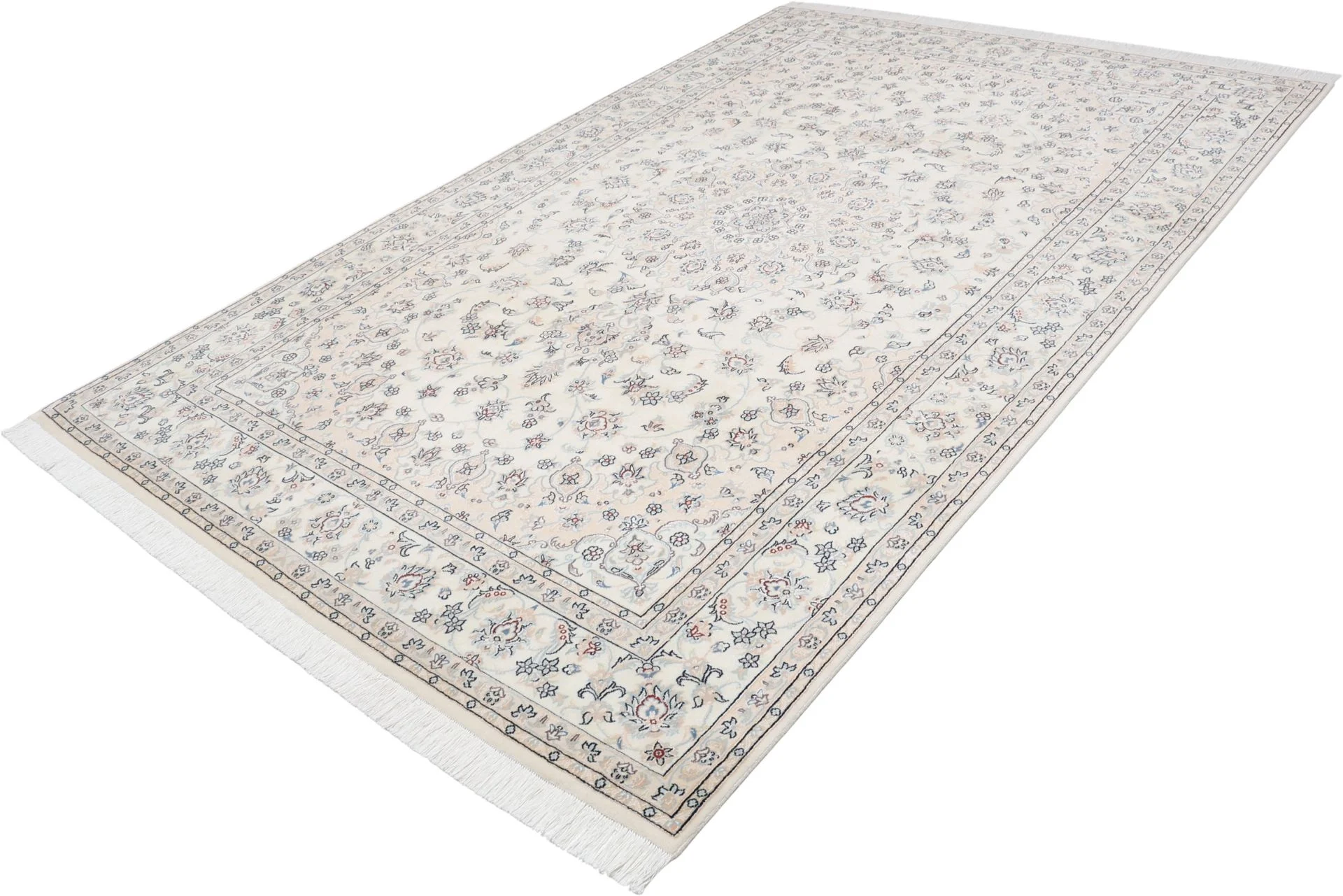 Hand-Knotted Wool & Silk Nain Persian Rug, 197 × 306 cm
