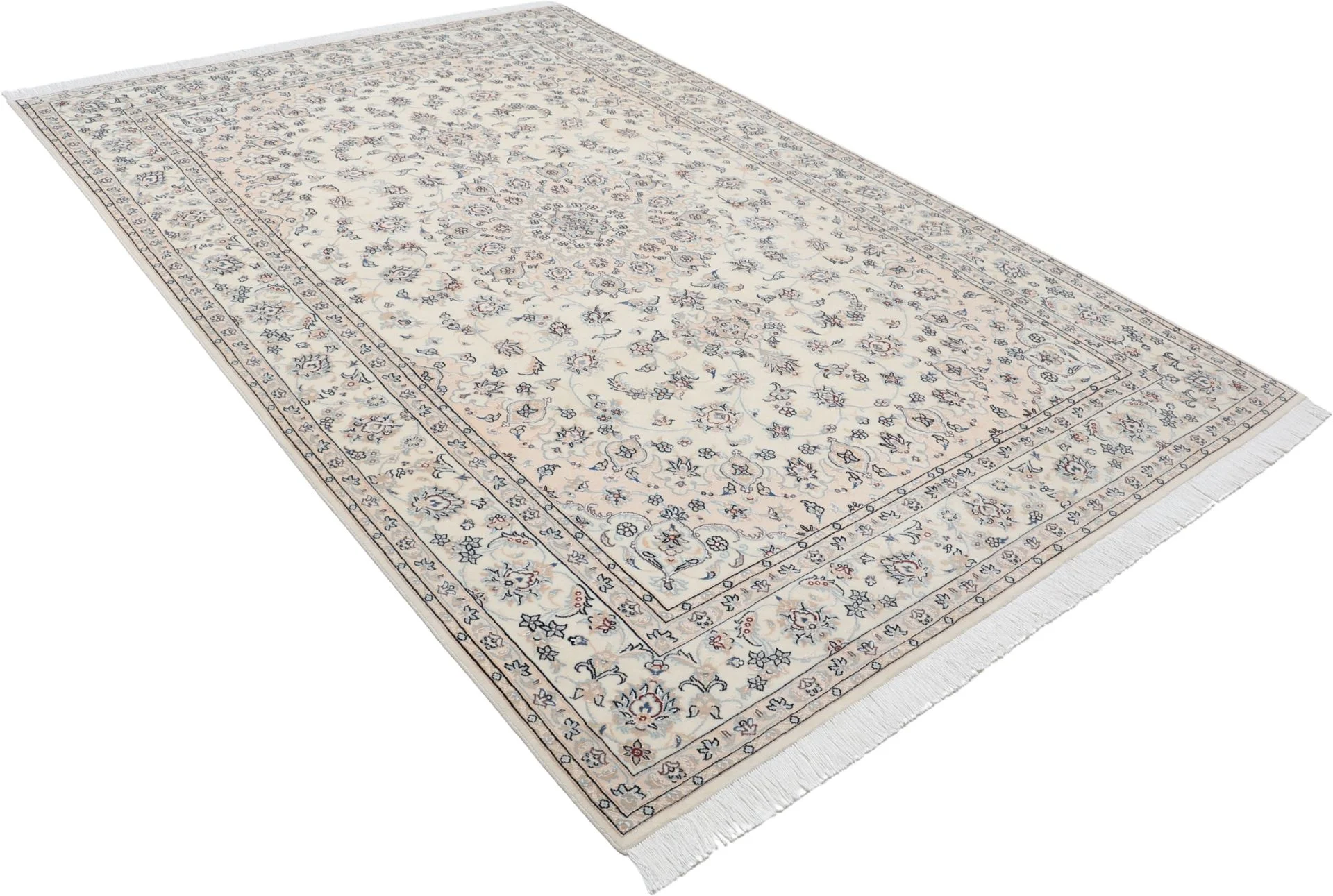 Hand-Knotted Wool & Silk Nain Persian Rug, 197 × 306 cm