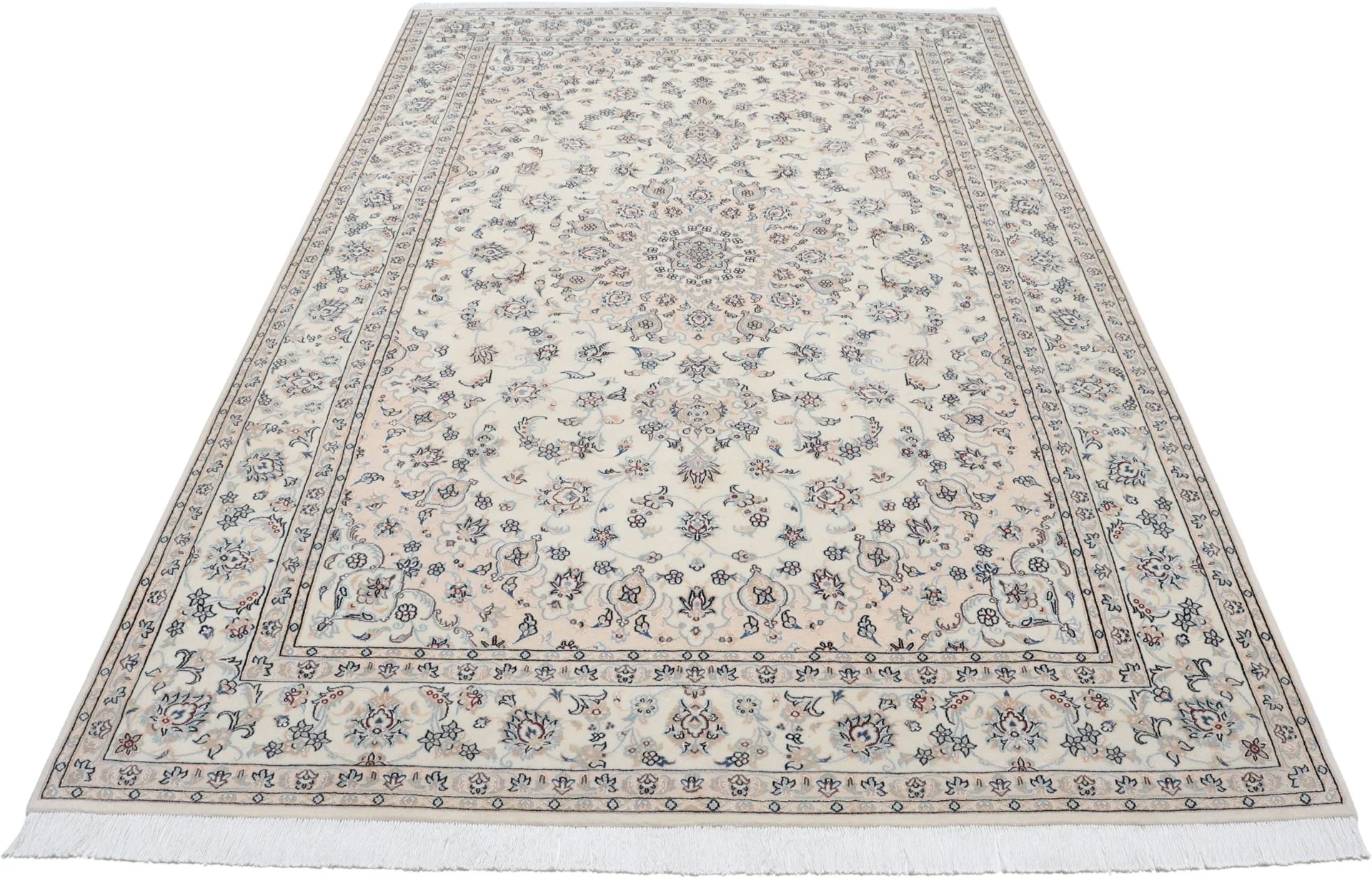 Hand-Knotted Wool & Silk Nain Persian Rug, 197 × 306 cm