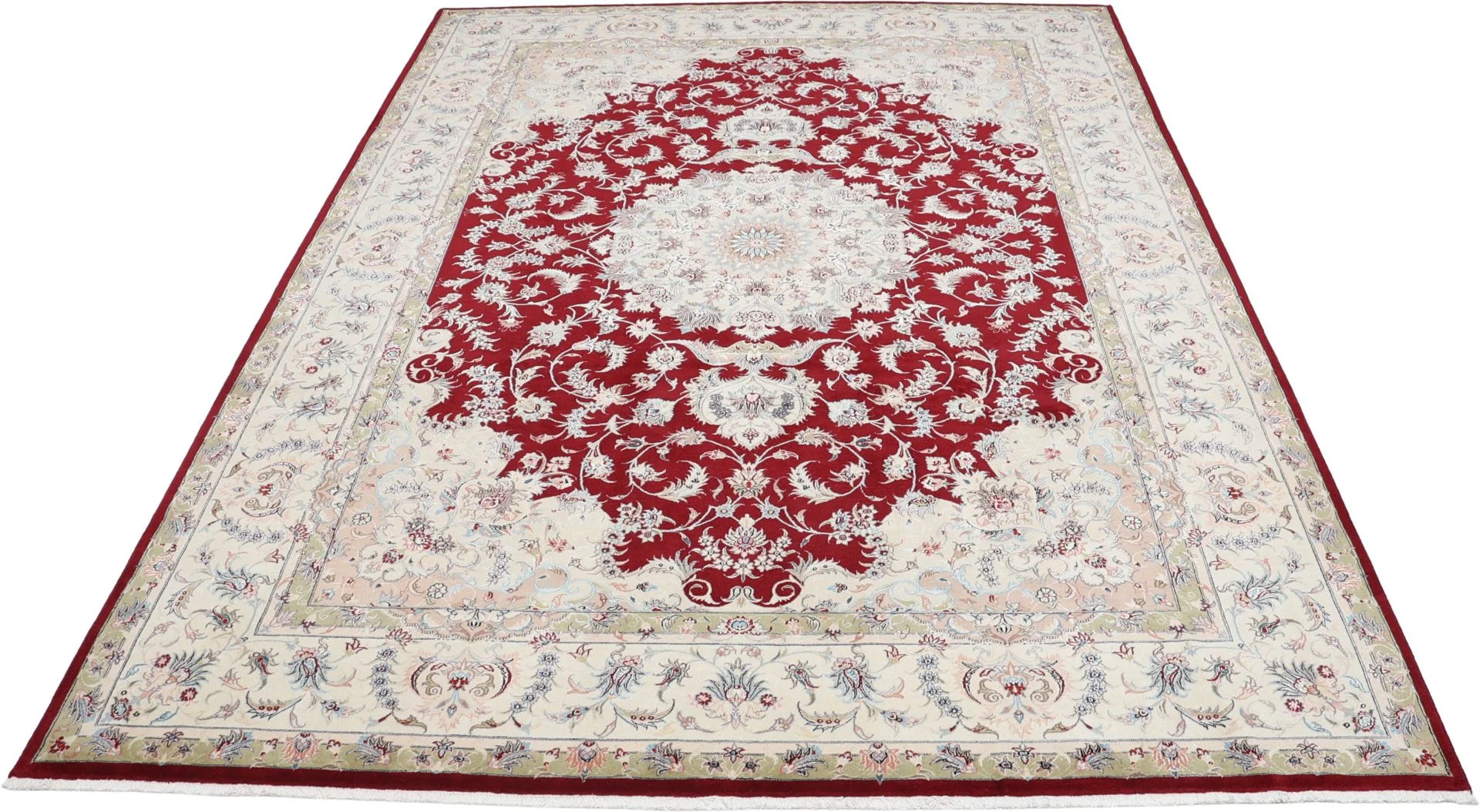 Hand-Knotted Wool & Silk Tabriz Persian Rug, 248 × 343 cm