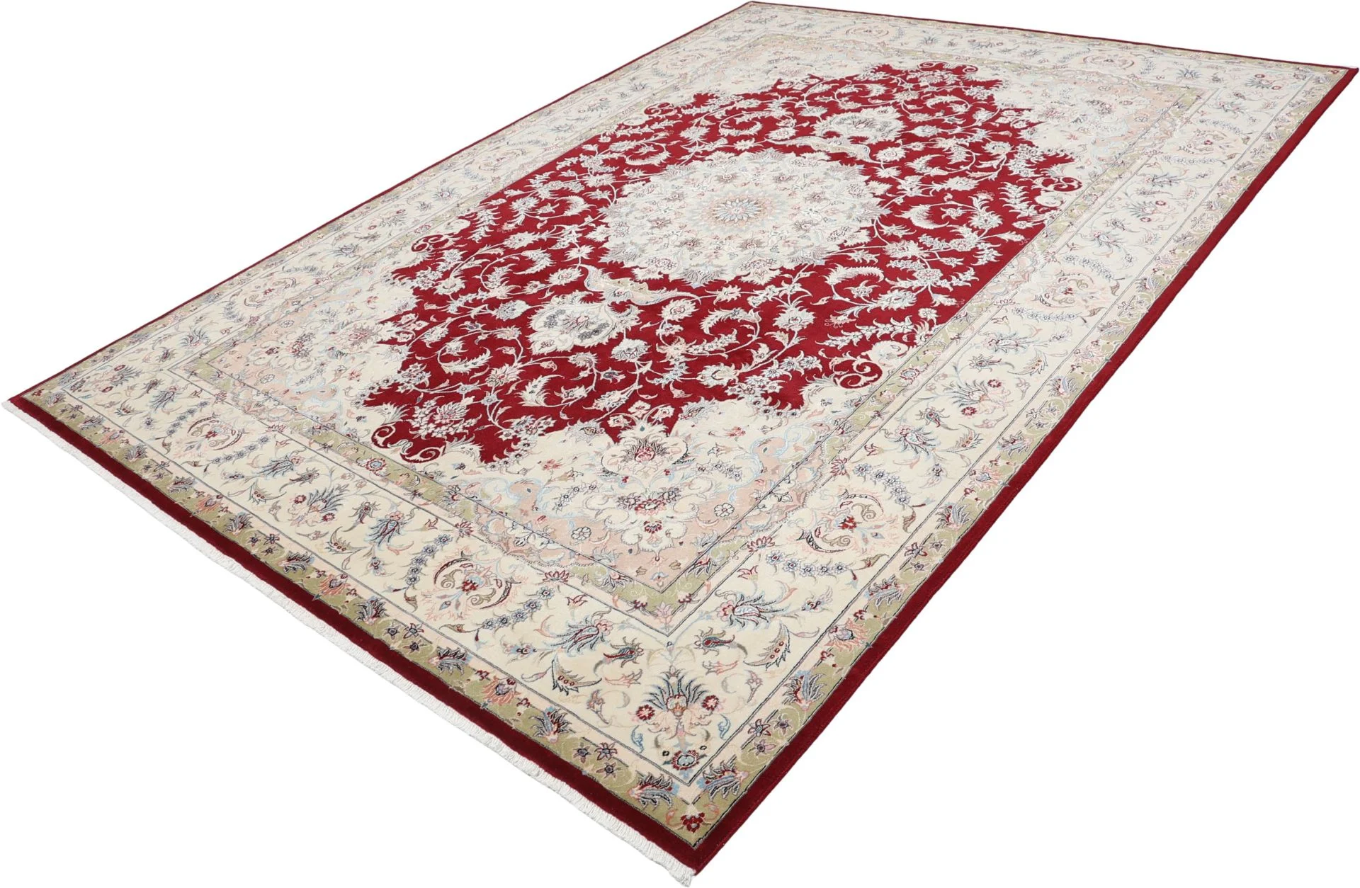Hand-Knotted Wool & Silk Tabriz Persian Rug, 248 × 343 cm