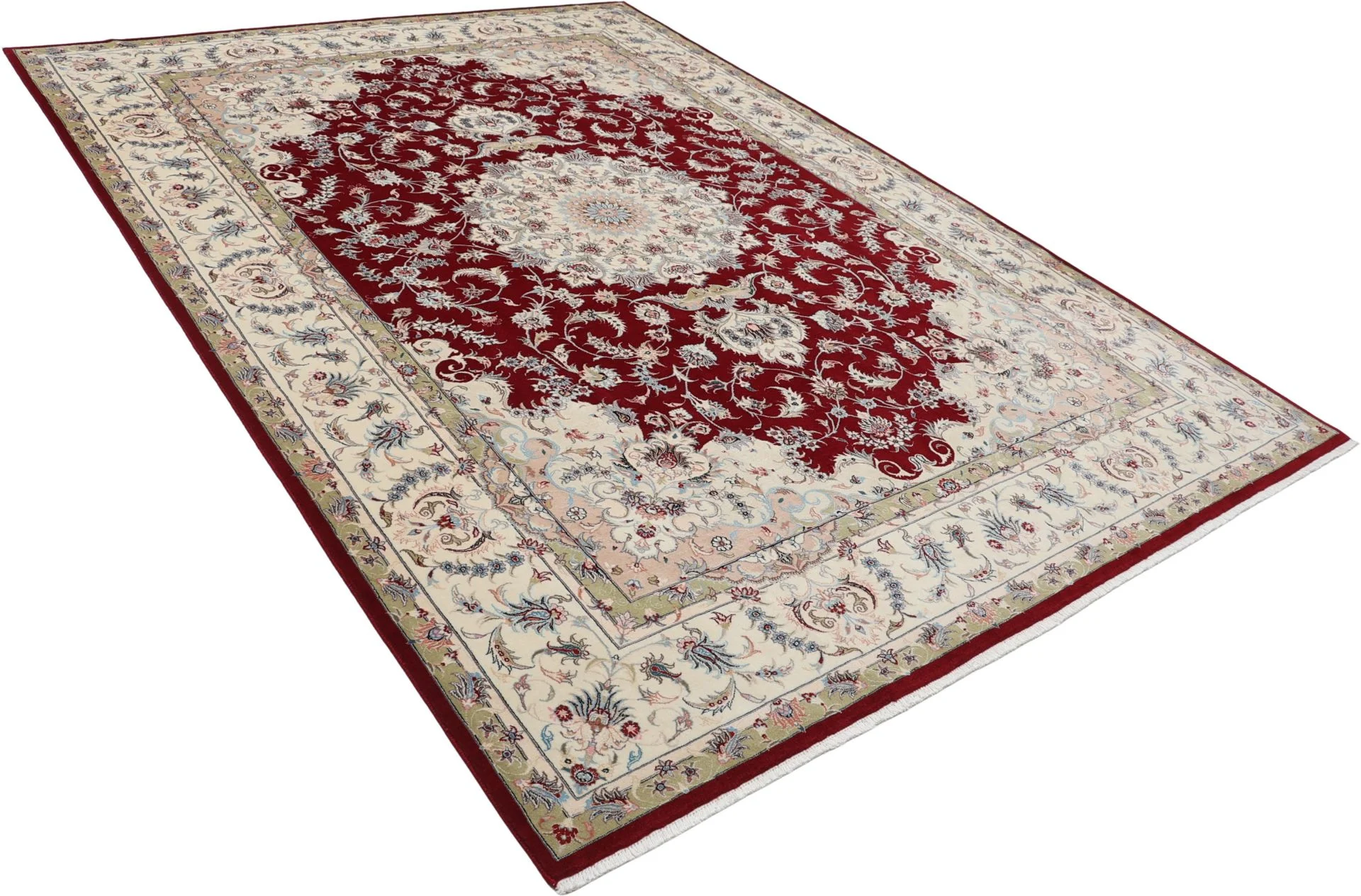 Hand-Knotted Wool & Silk Tabriz Persian Rug, 248 × 343 cm