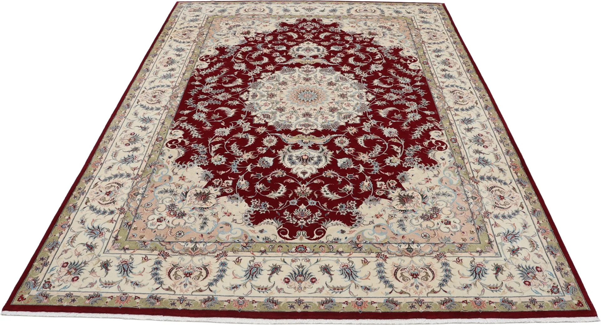 Hand-Knotted Wool & Silk Tabriz Persian Rug, 248 × 343 cm