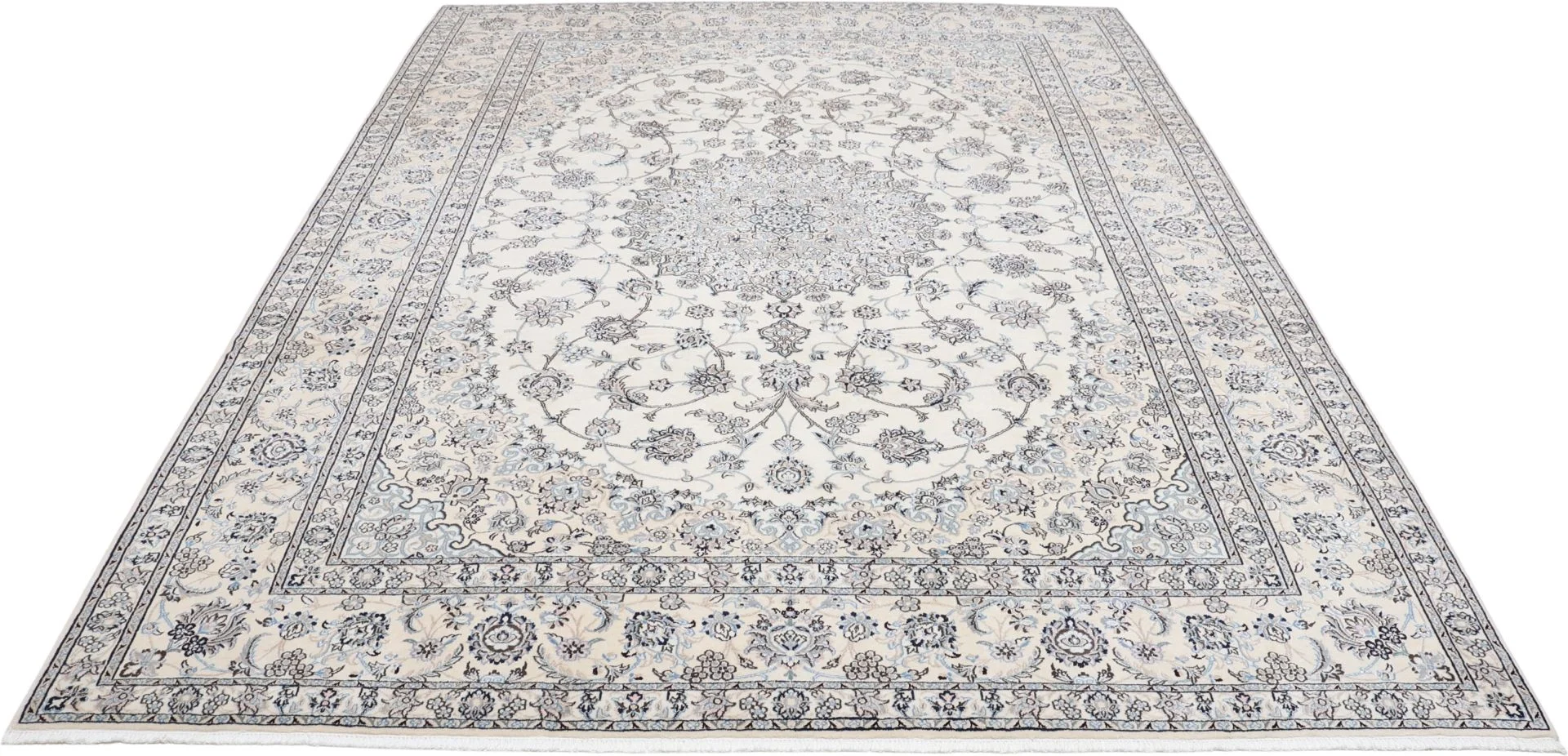 Hand-Knotted Wool & Silk Nain Persian Rug, 258 × 350 cm