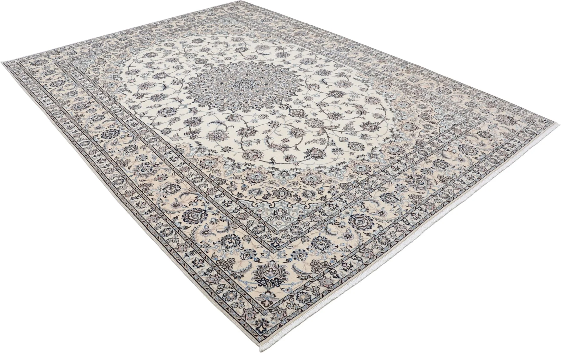 Hand-Knotted Wool & Silk Nain Persian Rug, 258 × 350 cm