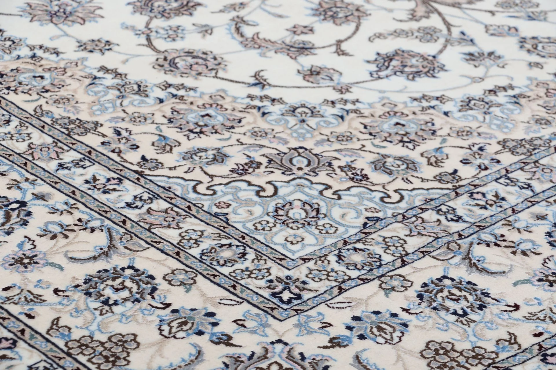 Hand-Knotted Wool & Silk Nain Persian Rug, 258 × 350 cm