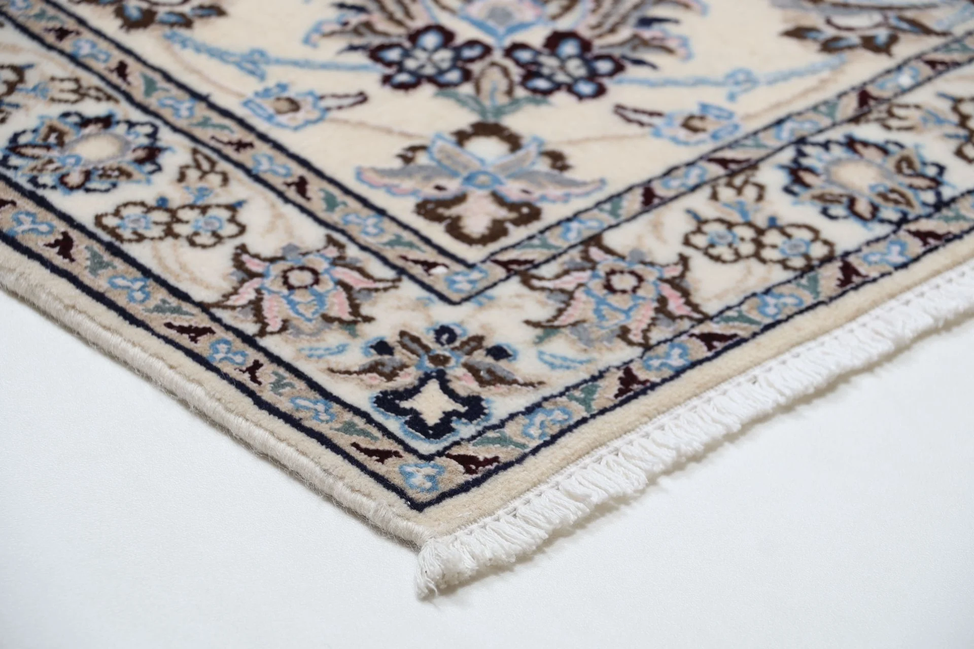 Hand-Knotted Wool & Silk Nain Persian Rug, 258 × 350 cm