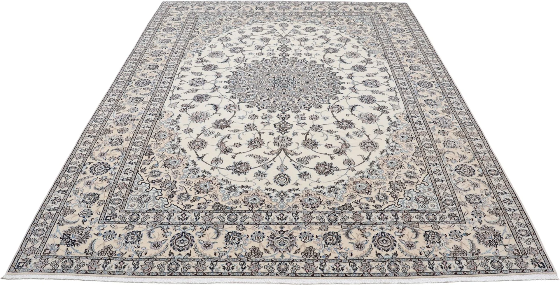 Hand-Knotted Wool & Silk Nain Persian Rug, 258 × 350 cm