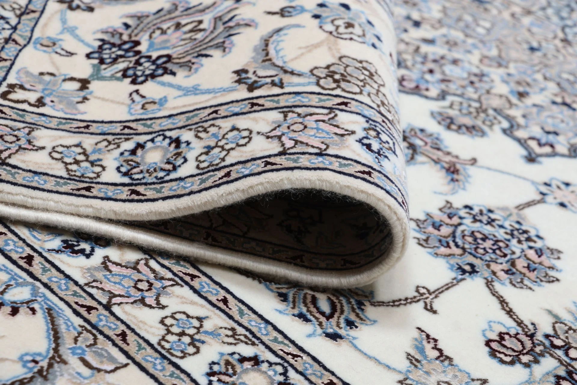 Hand-Knotted Wool & Silk Nain Persian Rug, 258 × 350 cm