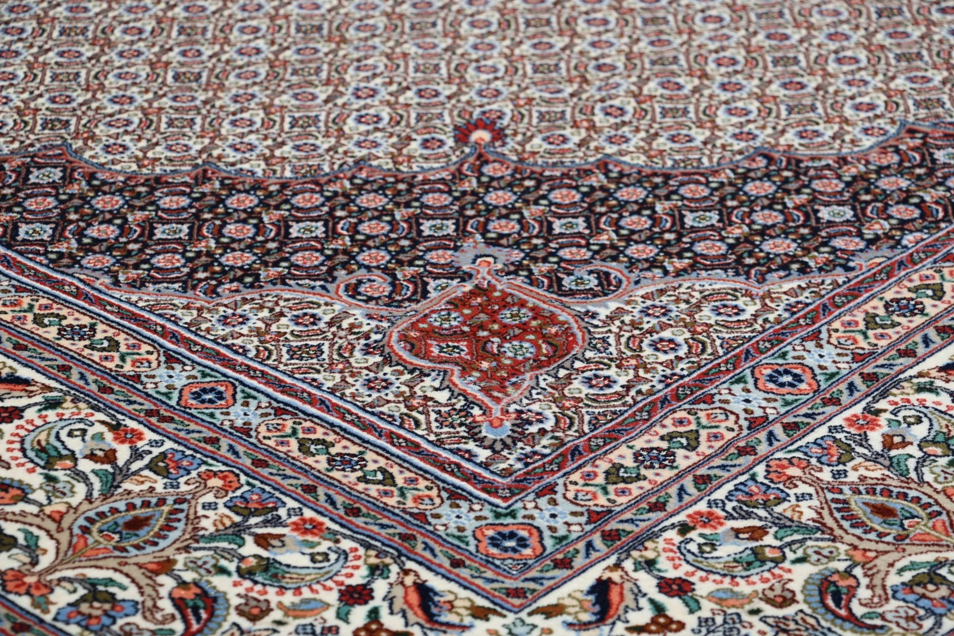 Hand-Knotted Wool & Silk Moud Persian Rug, 256 × 348 cm