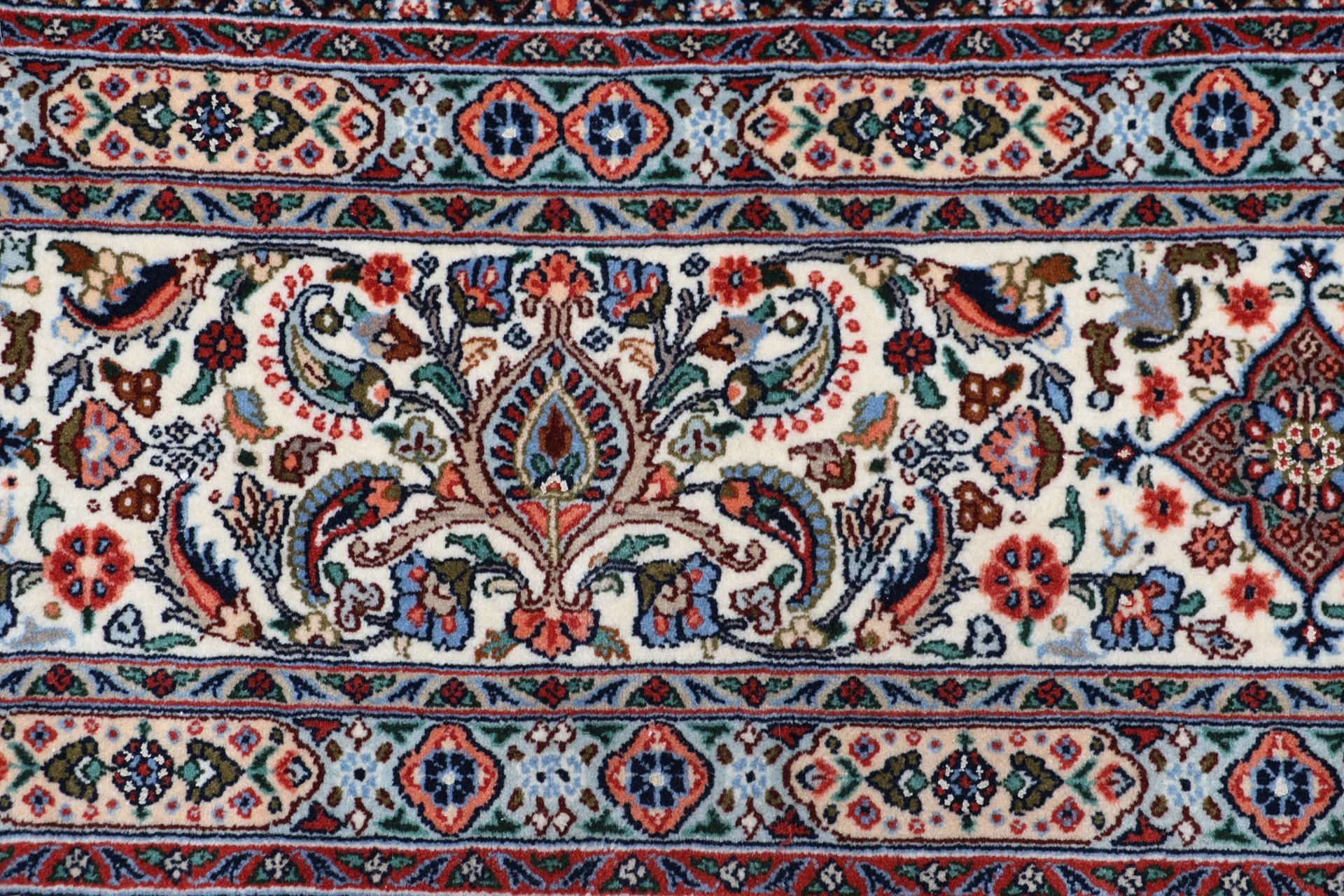 Hand-Knotted Wool & Silk Moud Persian Rug, 256 × 348 cm