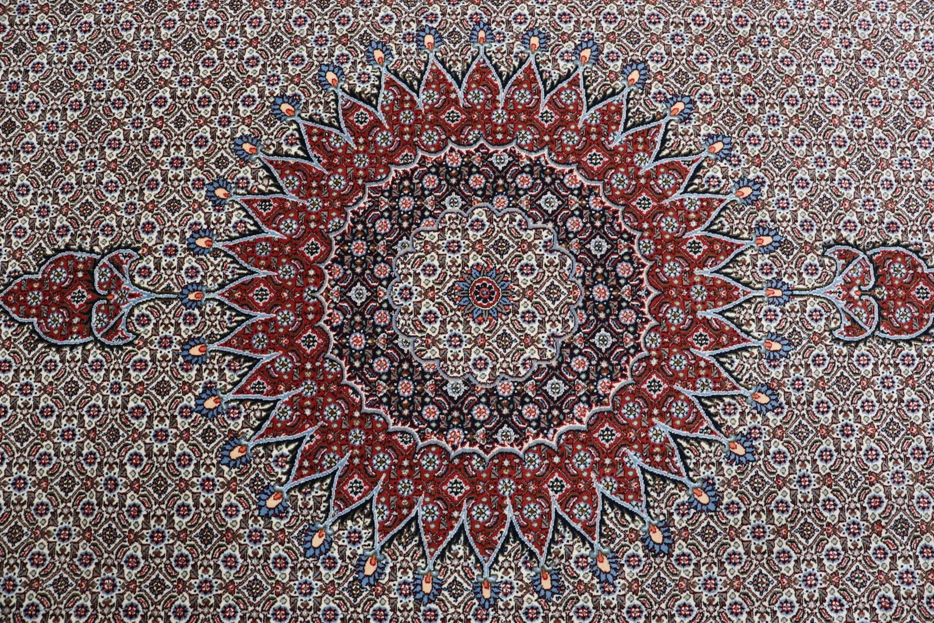 Hand-Knotted Wool & Silk Moud Persian Rug, 256 × 348 cm