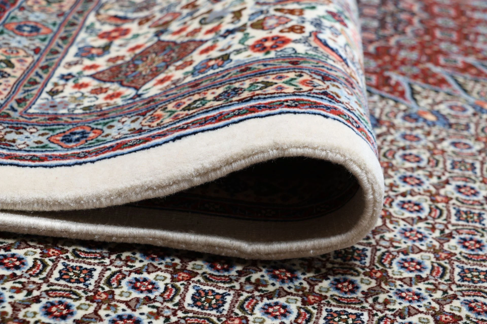 Hand-Knotted Wool & Silk Moud Persian Rug, 256 × 348 cm