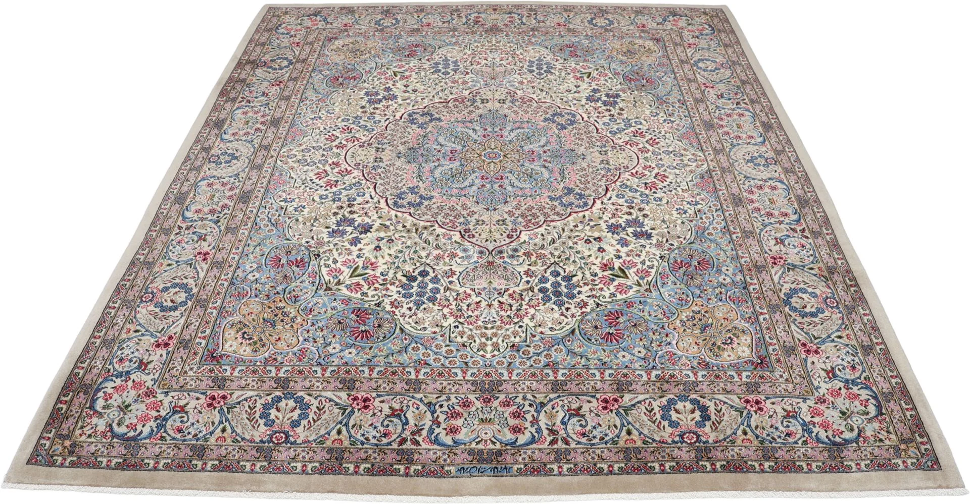 Kerman Persian Rug — hand-knotted, 250 × 300 cm, Wool & Silk