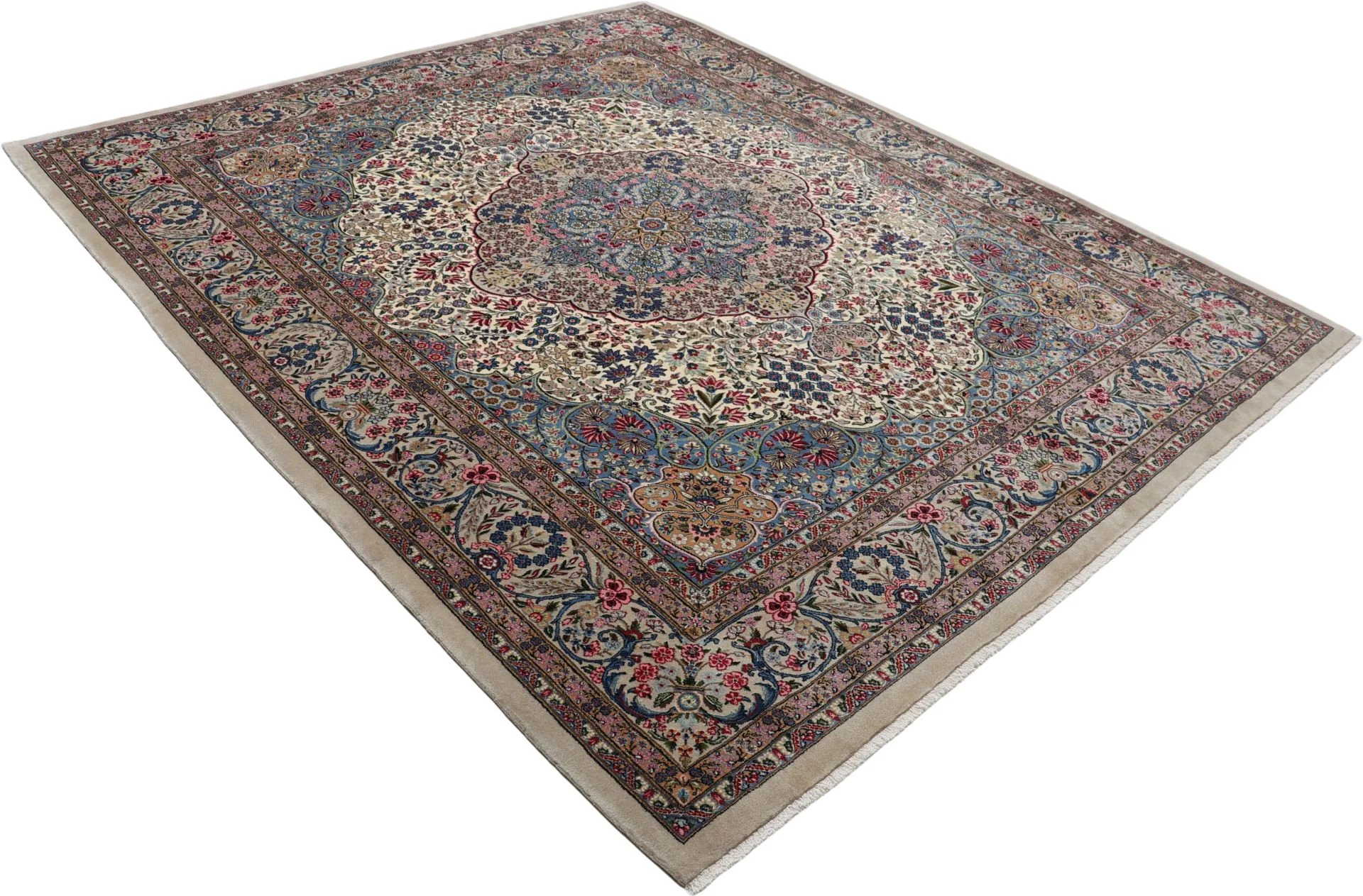 Kerman Persian Rug — hand-knotted, 250 × 300 cm, Wool & Silk