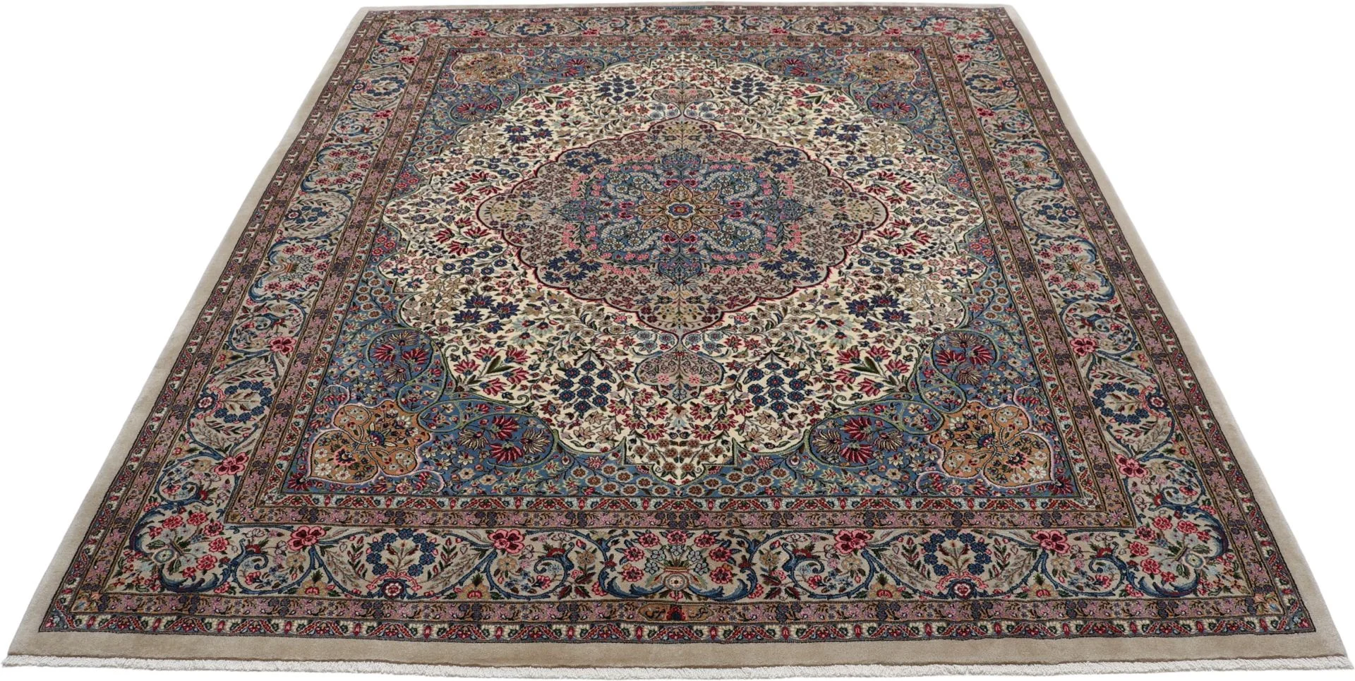 Kerman Persian Rug — hand-knotted, 250 × 300 cm, Wool & Silk