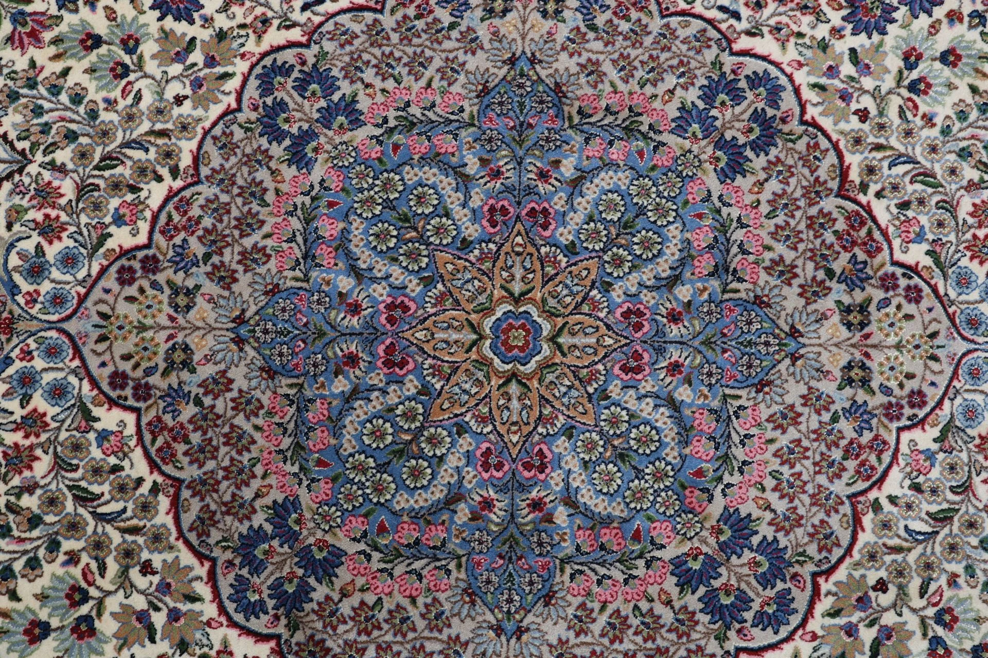 Kerman Persian Rug — hand-knotted, 250 × 300 cm, Wool & Silk