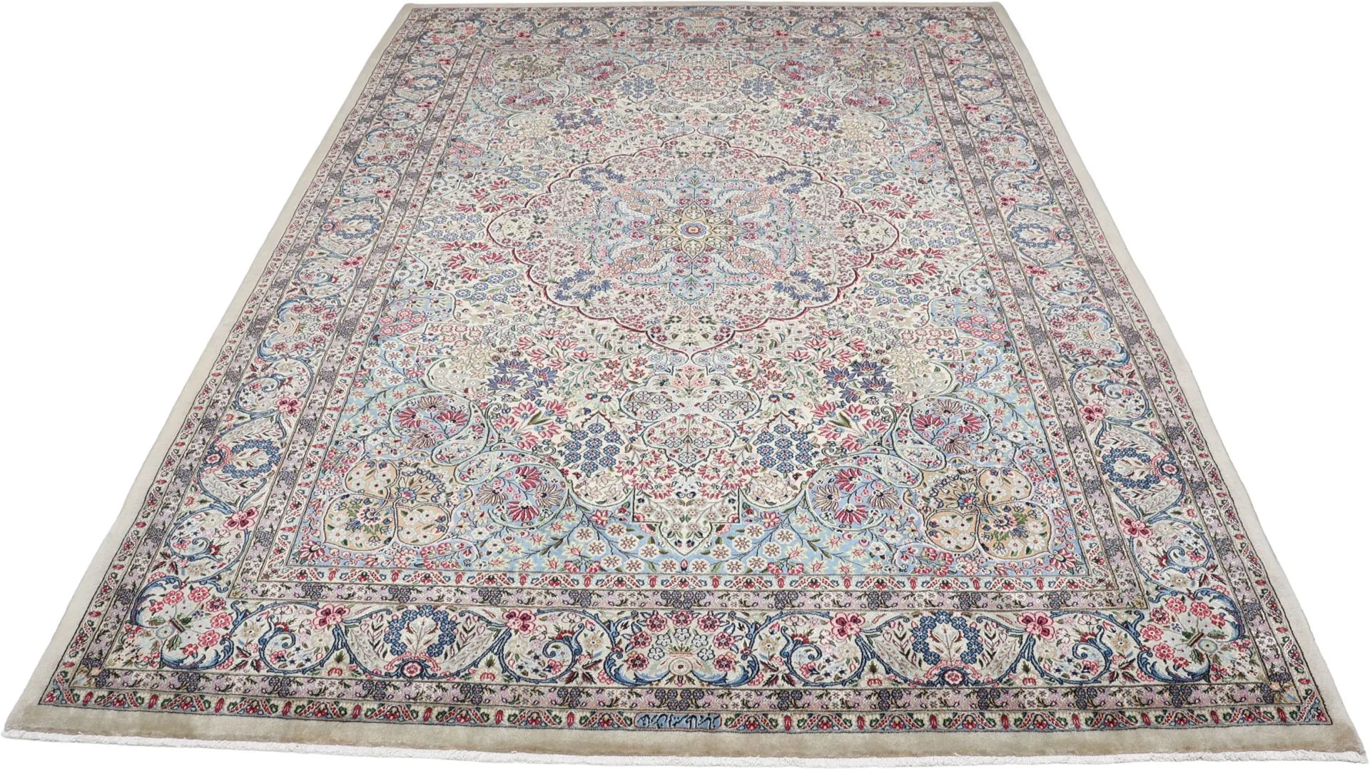 Kerman Persian Rug — hand-knotted, 247 × 355 cm, Wool & Silk