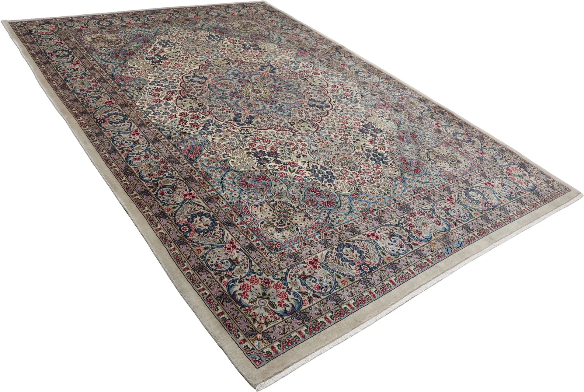 Kerman Persian Rug — hand-knotted, 247 × 355 cm, Wool & Silk