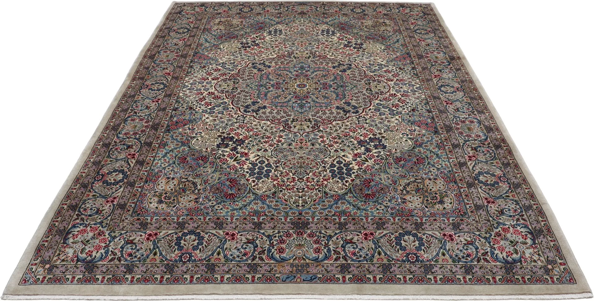 Kerman Persian Rug — hand-knotted, 247 × 355 cm, Wool & Silk