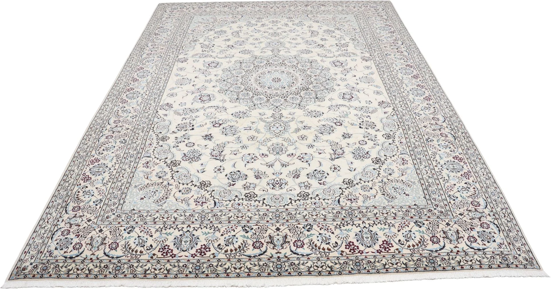 Hand-Knotted Wool & Silk Nain Persian Rug, 247 × 354 cm