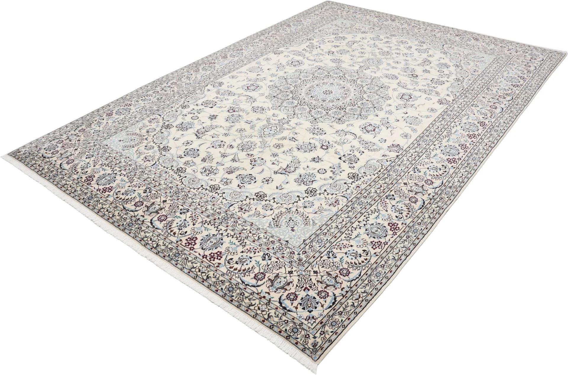 Hand-Knotted Wool & Silk Nain Persian Rug, 247 × 354 cm