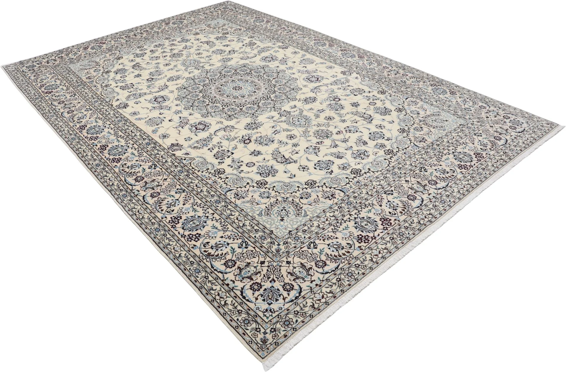 Hand-Knotted Wool & Silk Nain Persian Rug, 247 × 354 cm