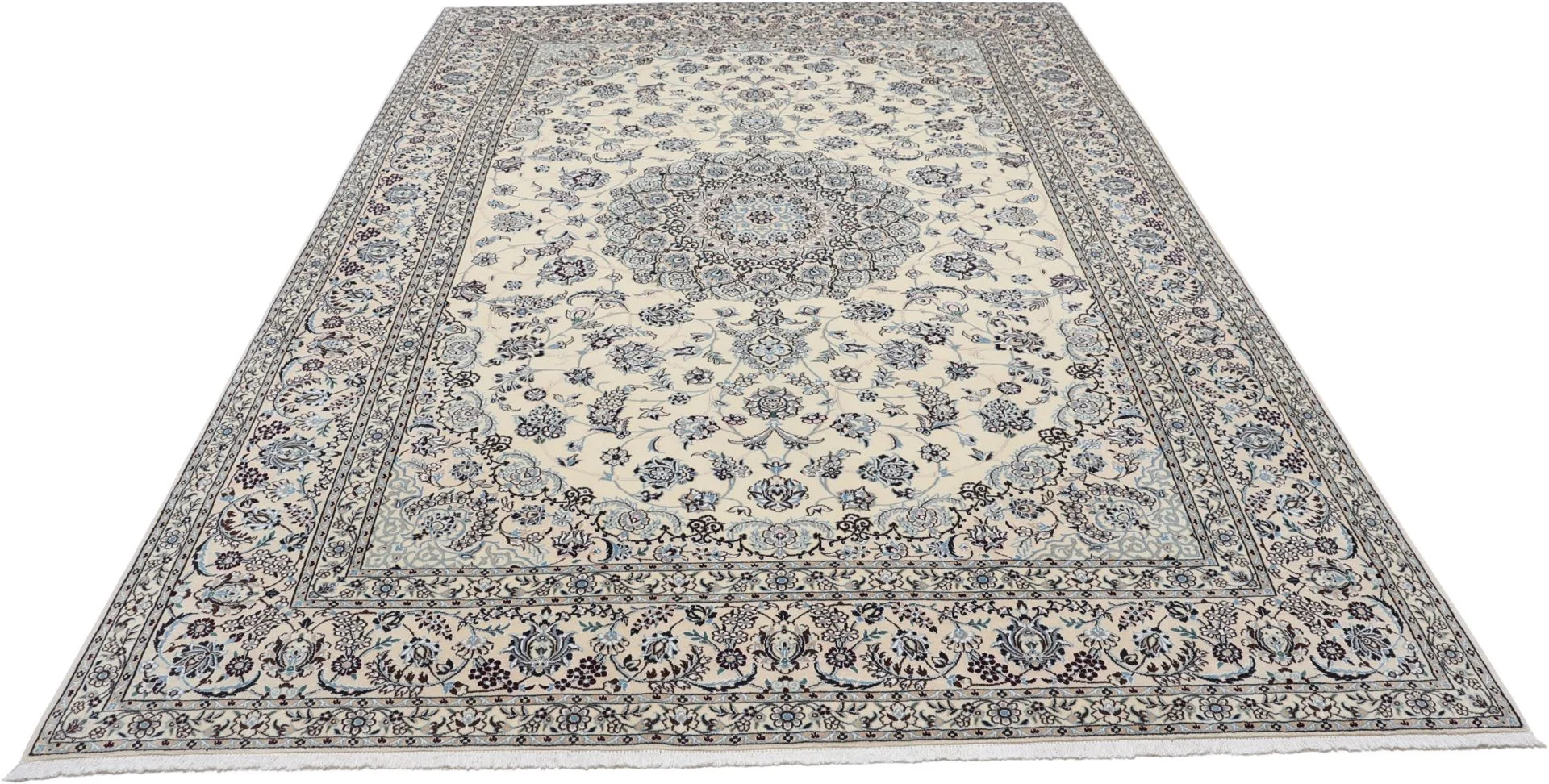 Hand-Knotted Wool & Silk Nain Persian Rug, 247 × 354 cm