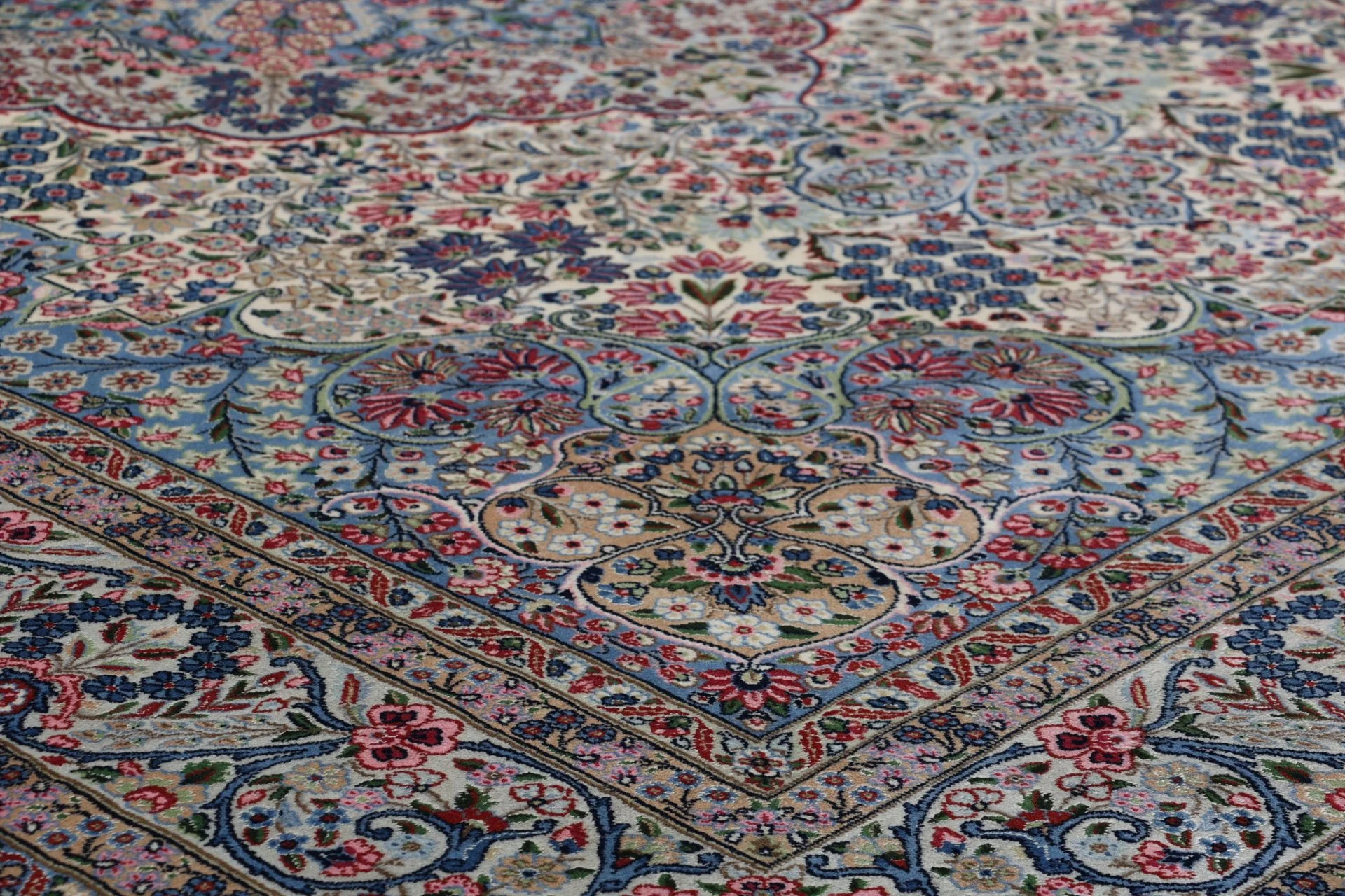 Hand-Knotted Wool & Silk Kerman Persian Rug, 250 × 360 cm