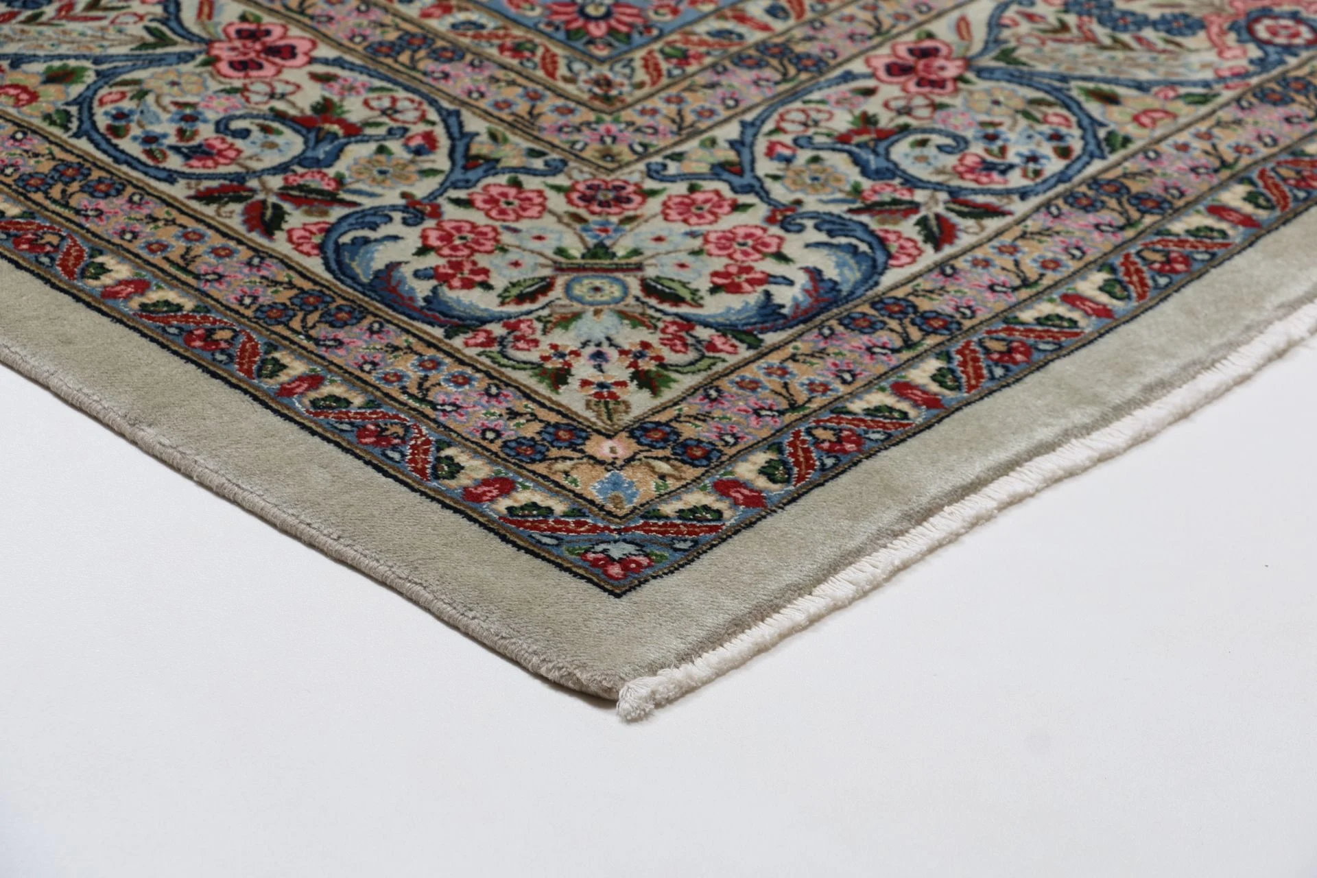 Hand-Knotted Wool & Silk Kerman Persian Rug, 250 × 360 cm