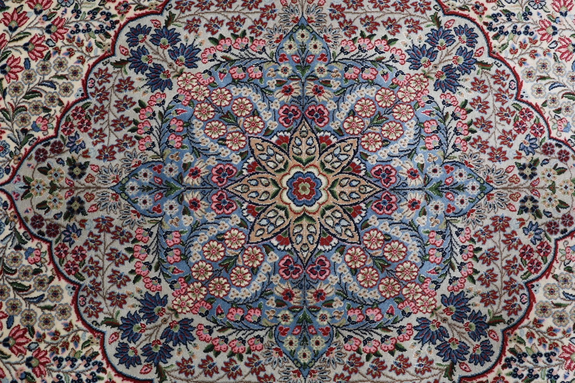 Hand-Knotted Wool & Silk Kerman Persian Rug, 250 × 360 cm