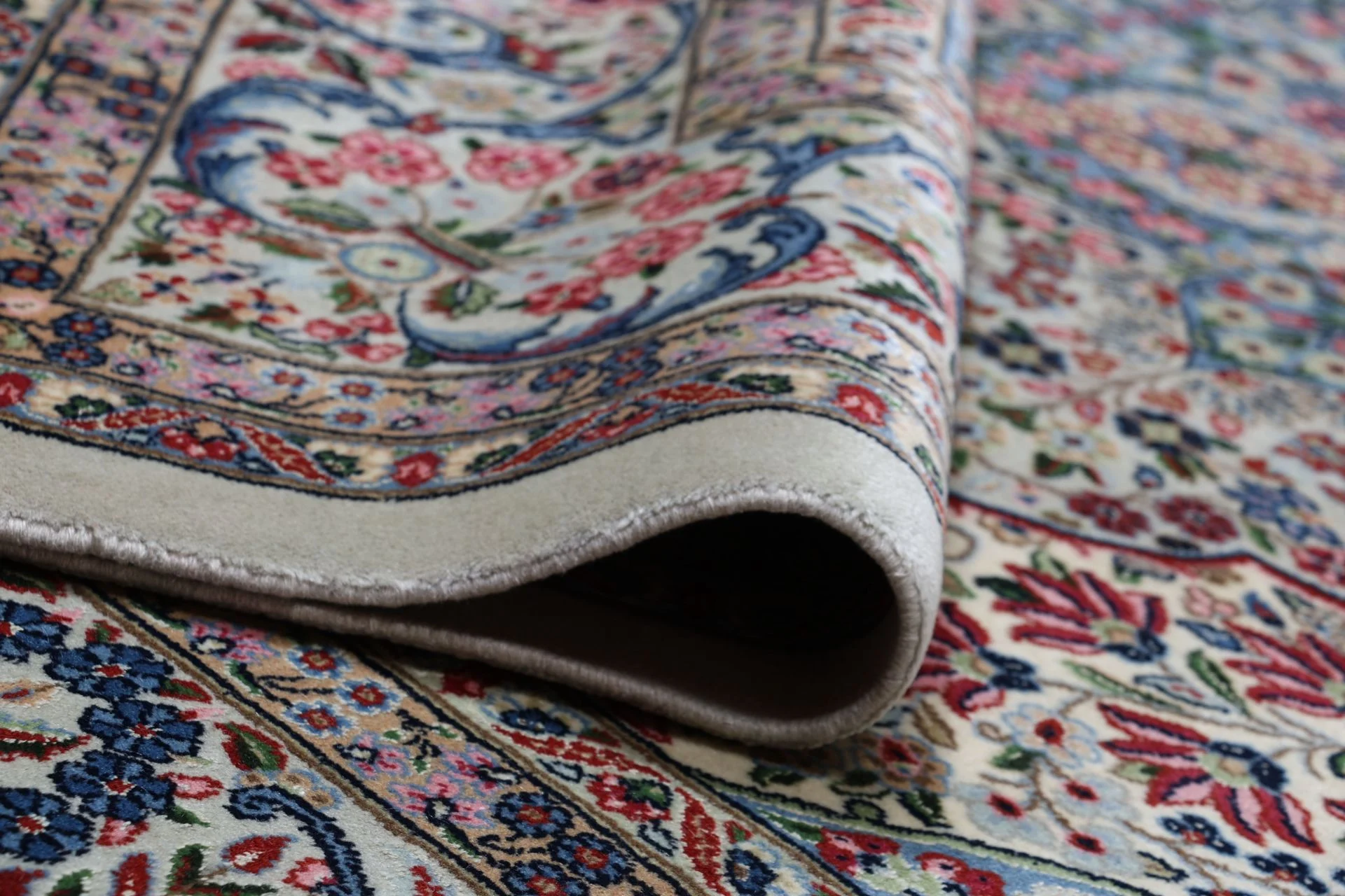 Hand-Knotted Wool & Silk Kerman Persian Rug, 250 × 360 cm