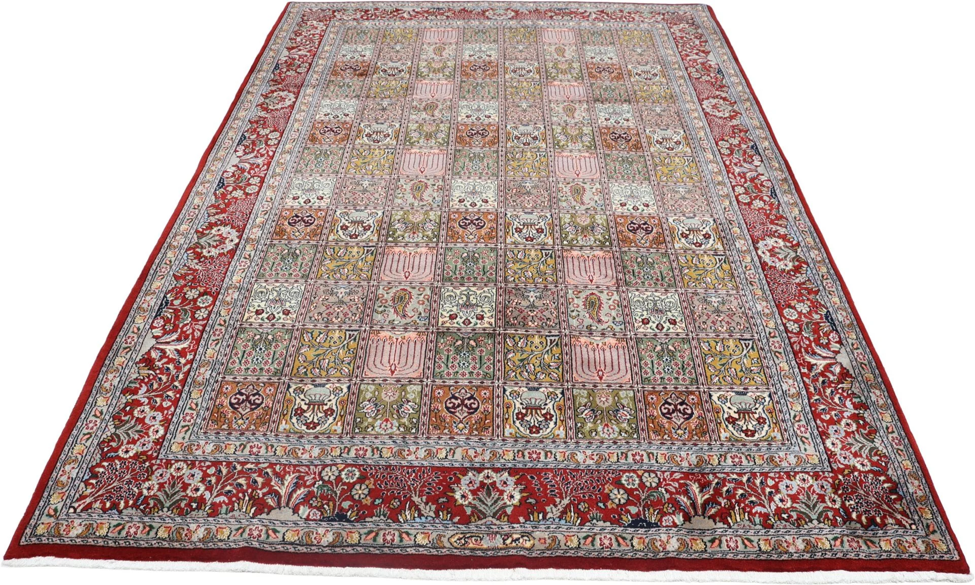Hand-Knotted Wool & Silk Moud Persian Rug, 207 × 300 cm
