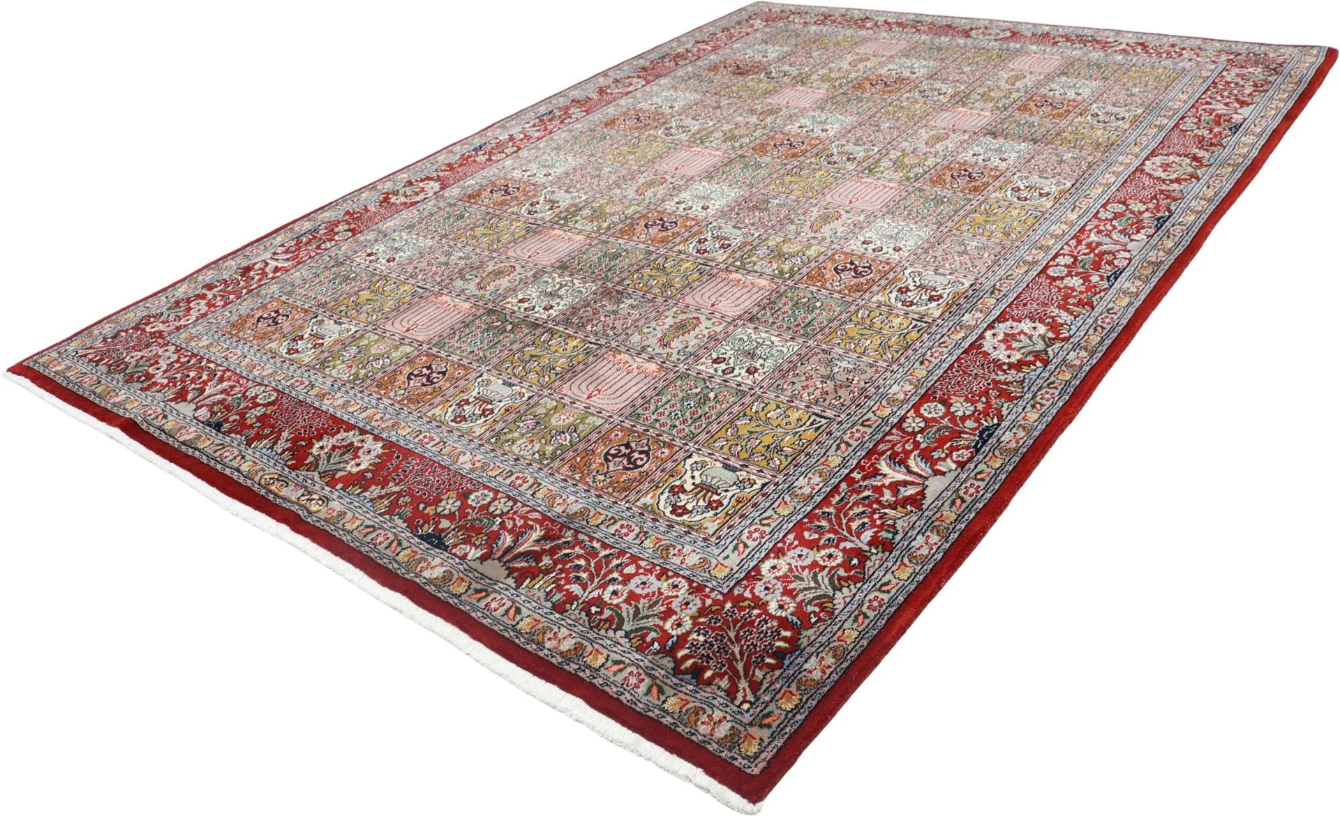 Hand-Knotted Wool & Silk Moud Persian Rug, 207 × 300 cm