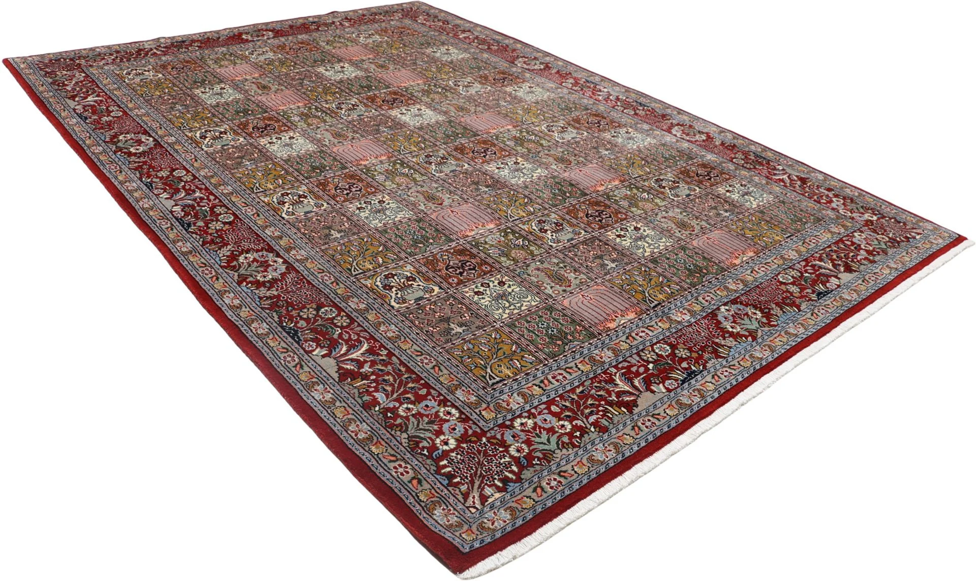 Hand-Knotted Wool & Silk Moud Persian Rug, 207 × 300 cm