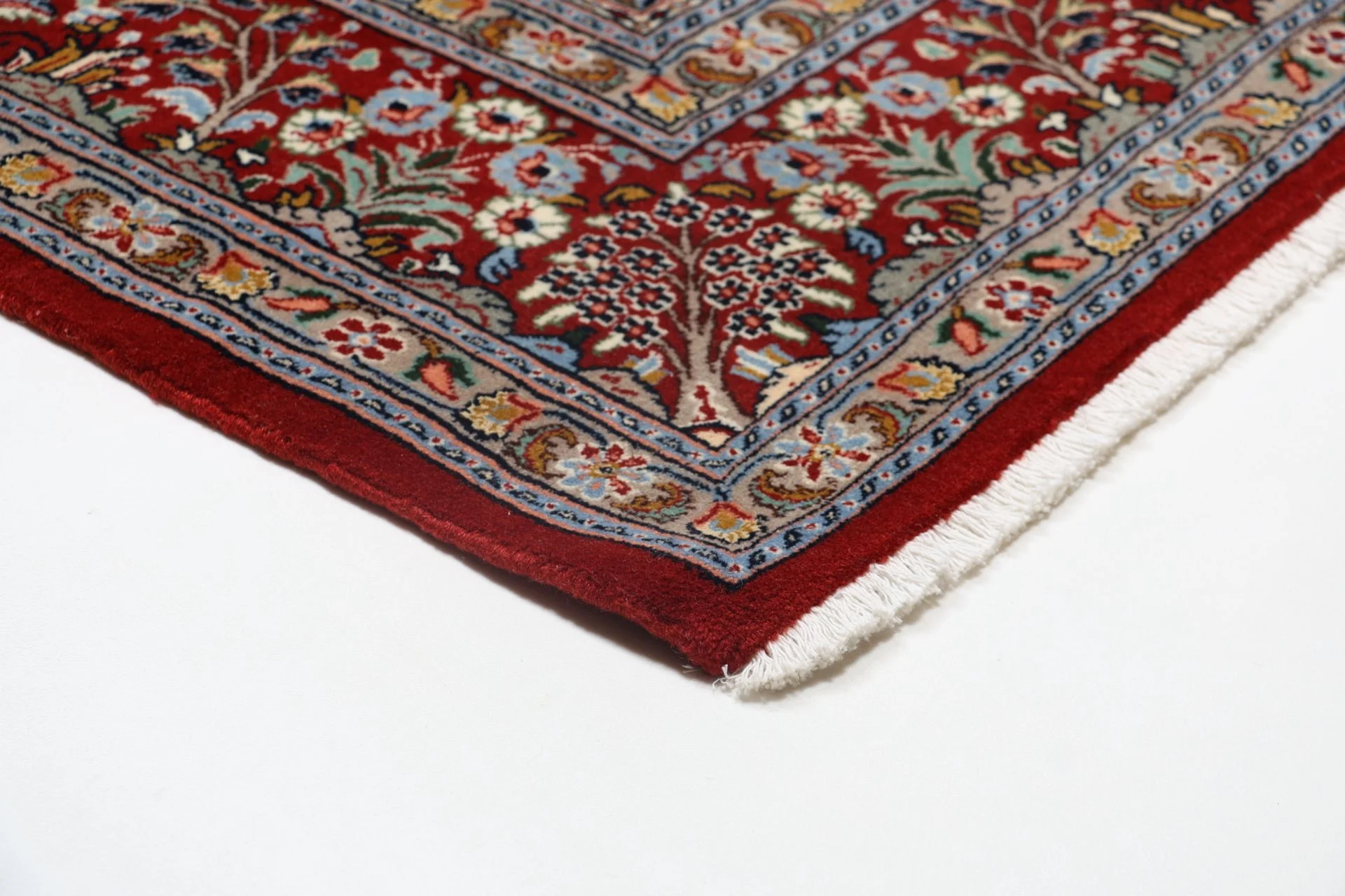 Hand-Knotted Wool & Silk Moud Persian Rug, 207 × 300 cm