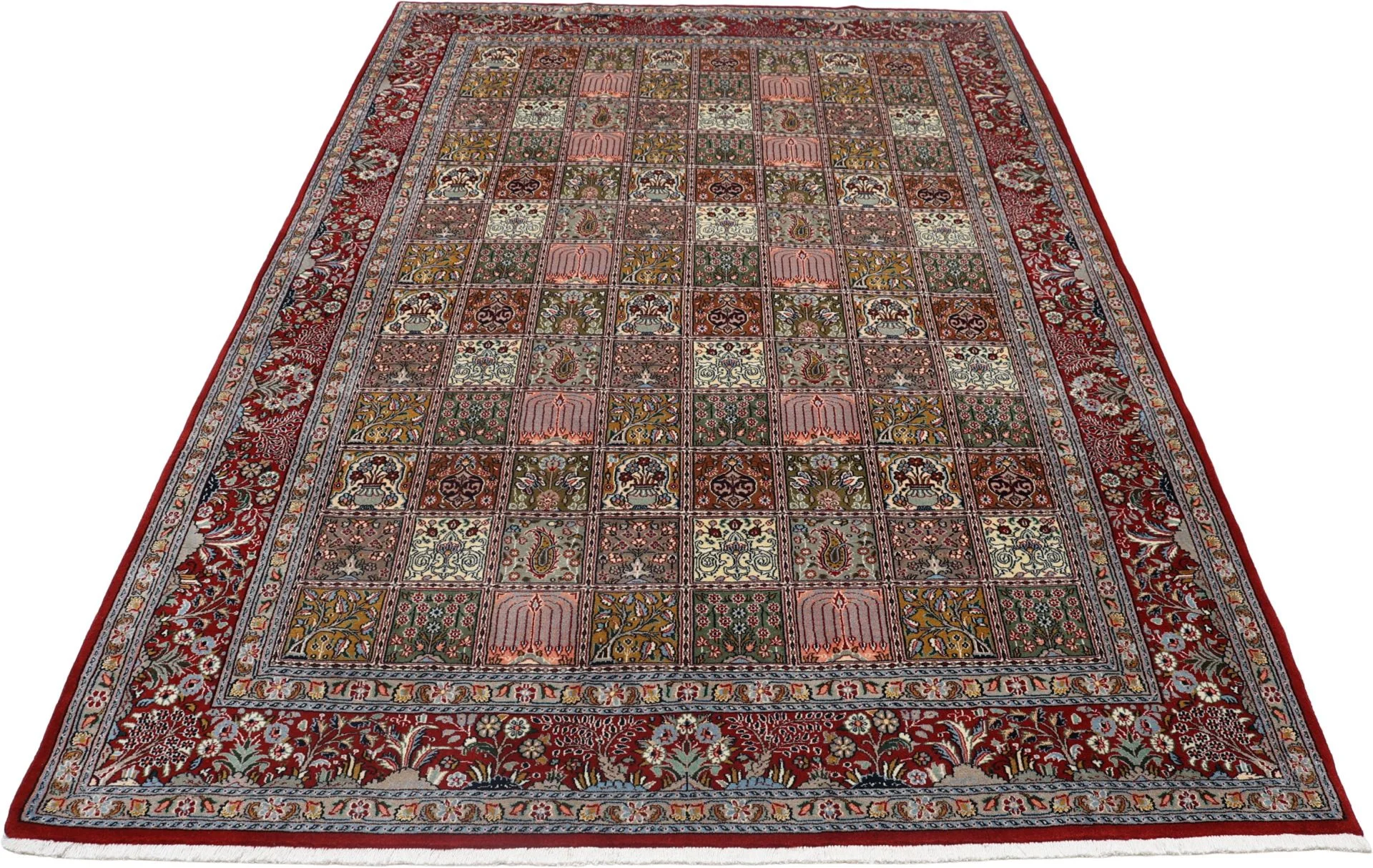 Hand-Knotted Wool & Silk Moud Persian Rug, 207 × 300 cm